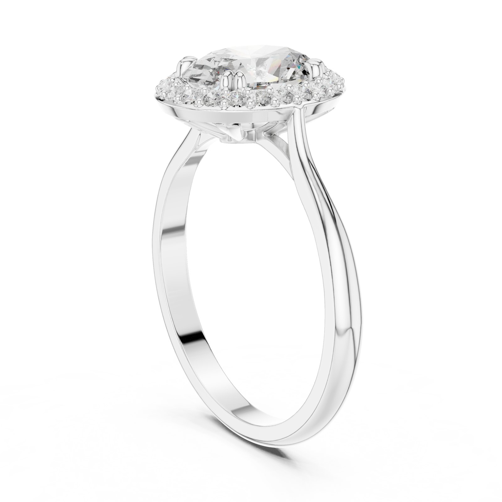 Davida Classic Oval Halo Engagement Ring in white gold