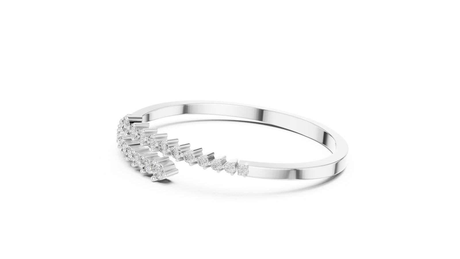 Melantha Graduated Diamond Bypass Bangle in white gold