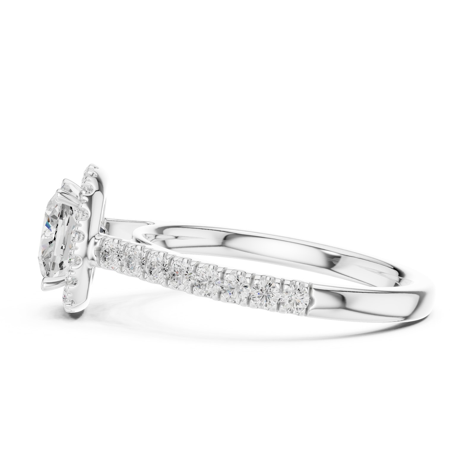 Maisie Cushion Halo Pavé Engagement Ring in white gold