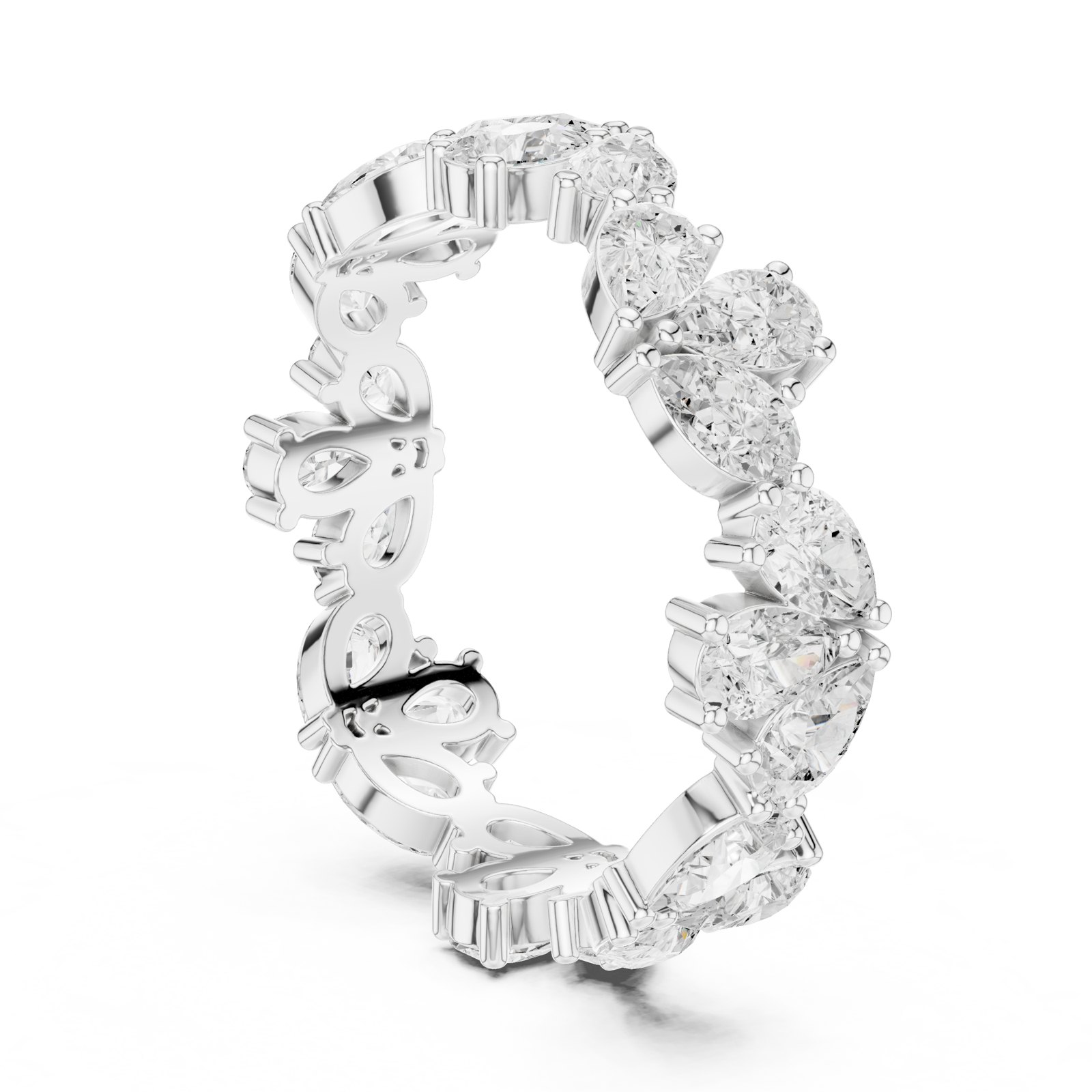 Ivanka Pear Diamond Cluster Eternity Band in white gold