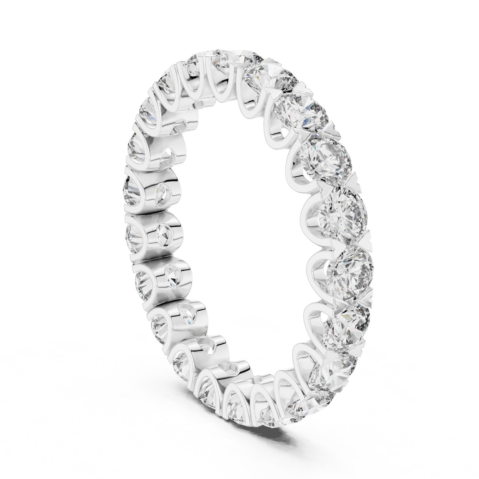 Helga Round Diamond Basket Set Eternity Band in white gold
