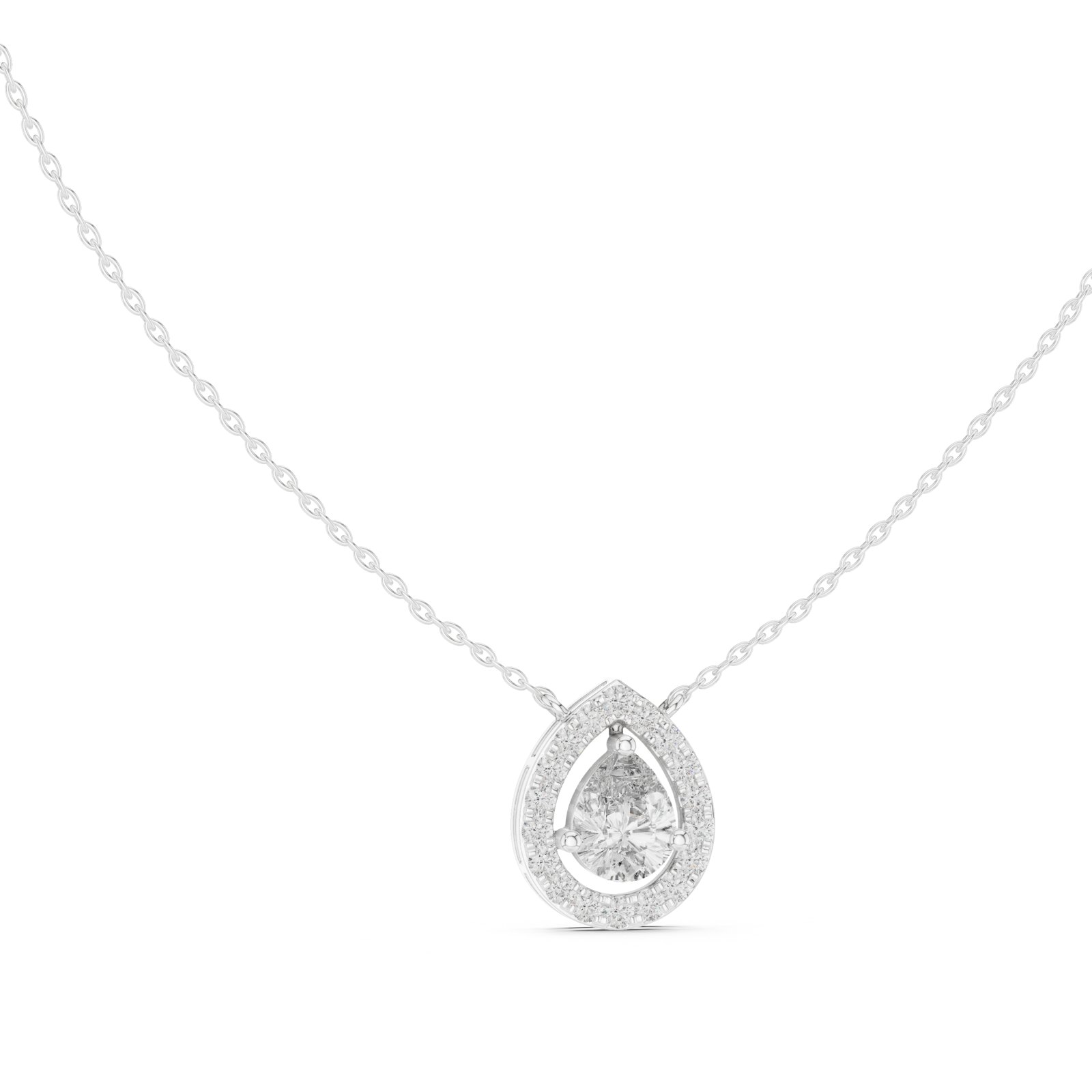 Aurielle Pear Open Halo Pendant in white gold