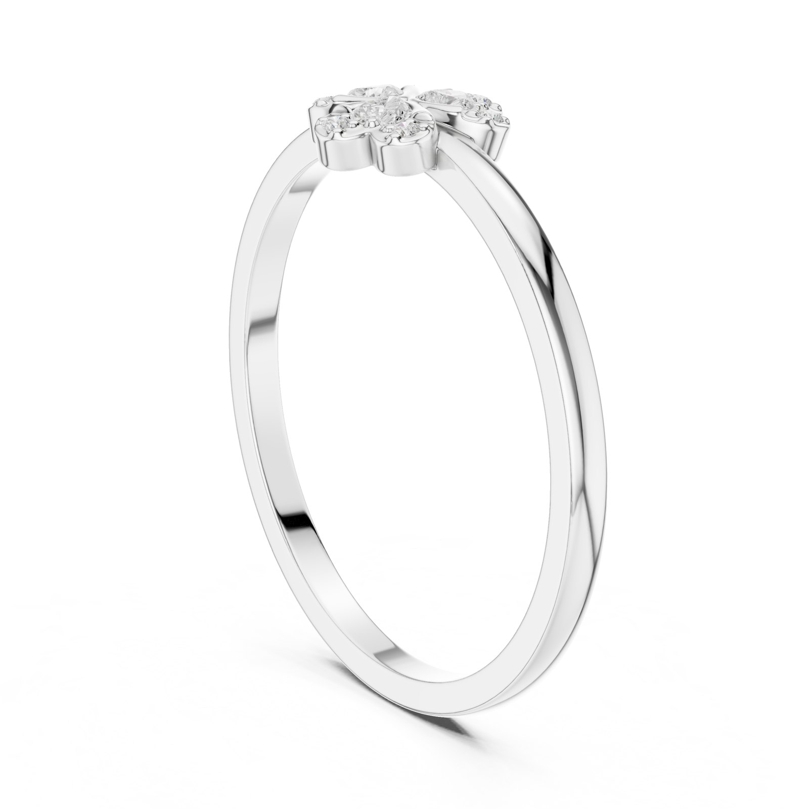 Luisa Mini Flower Cluster Bypass Ring in white gold