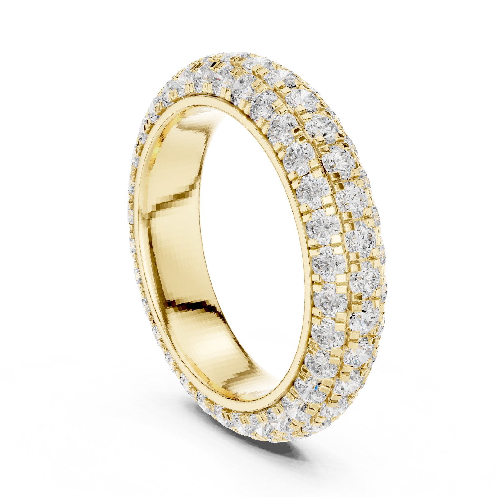 Ioana Domed Micro Pavé Triple Row Eternity Band in yellow gold