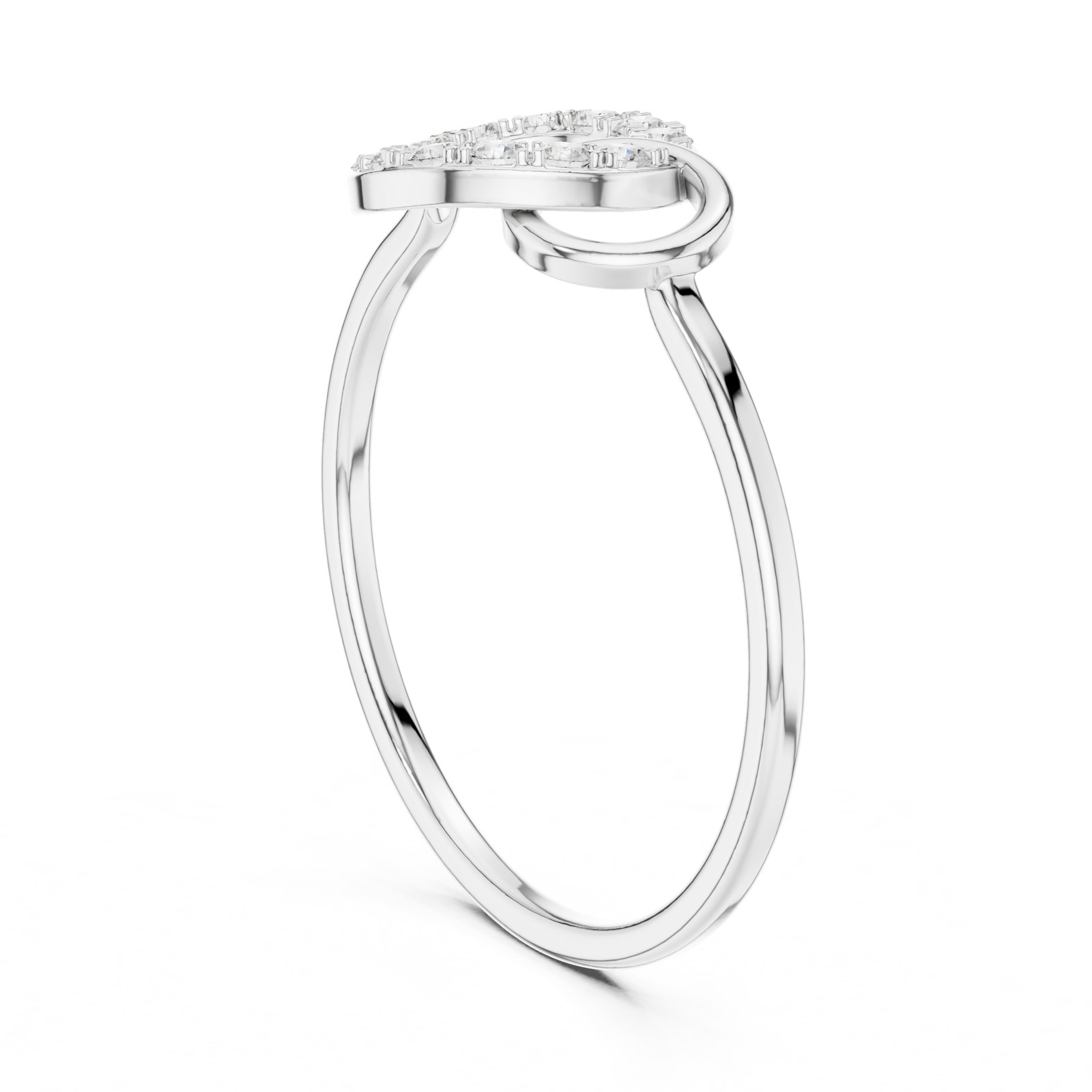 Oona Pavé Circle and Loop Fashion Ring in white gold
