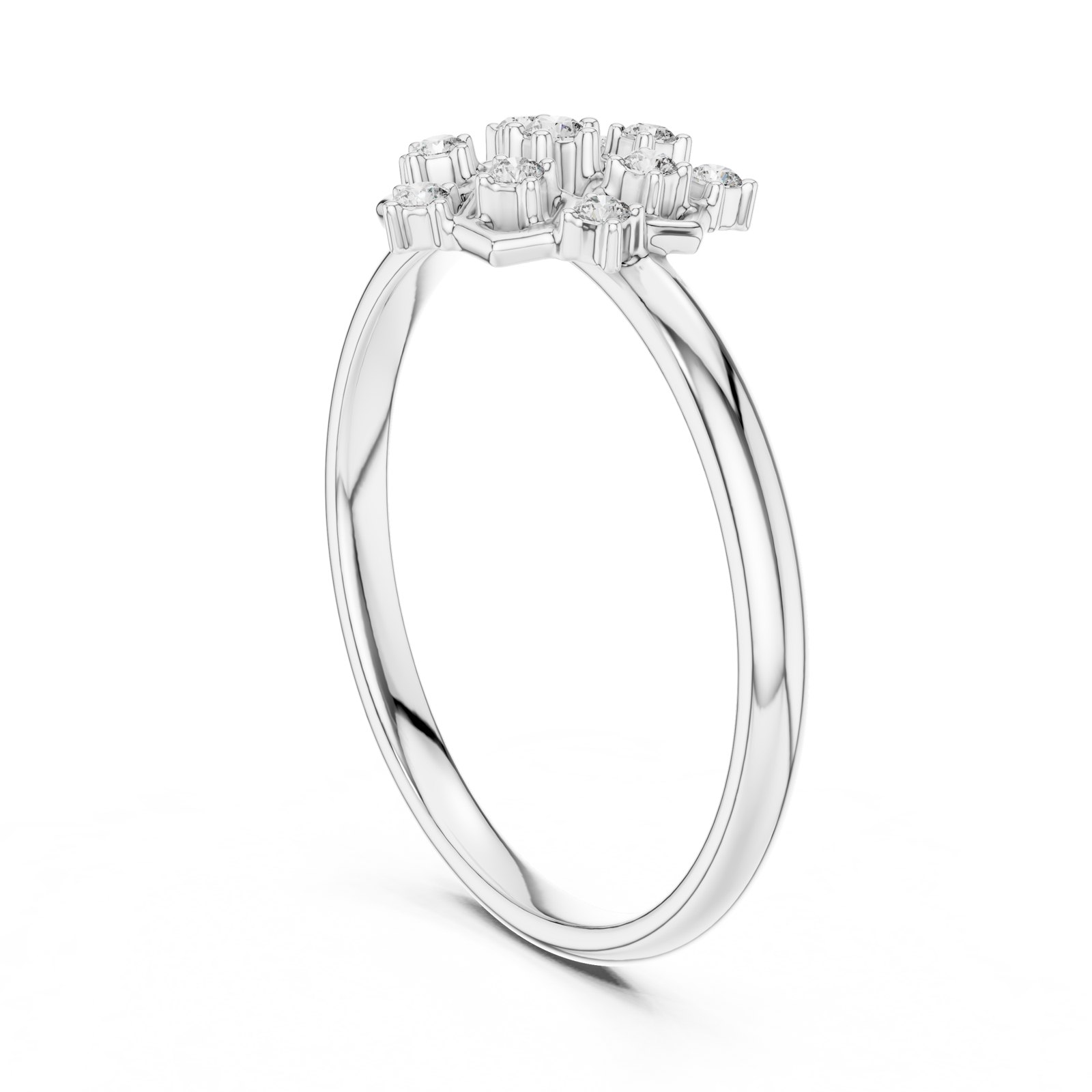 Laelia Honeycomb Scatter Cluster Ring on a Slim Band in white gold