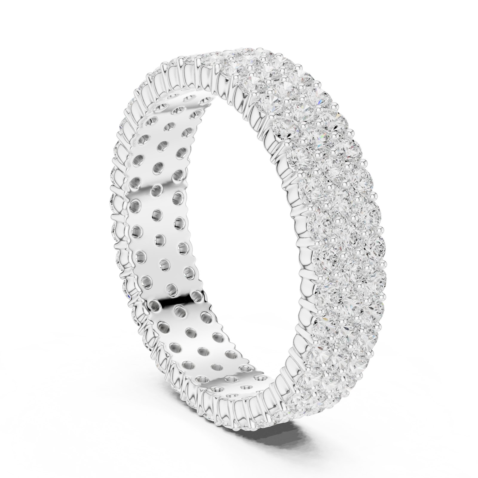 Josefa Wide Multi Row Pavé Eternity Band in white gold