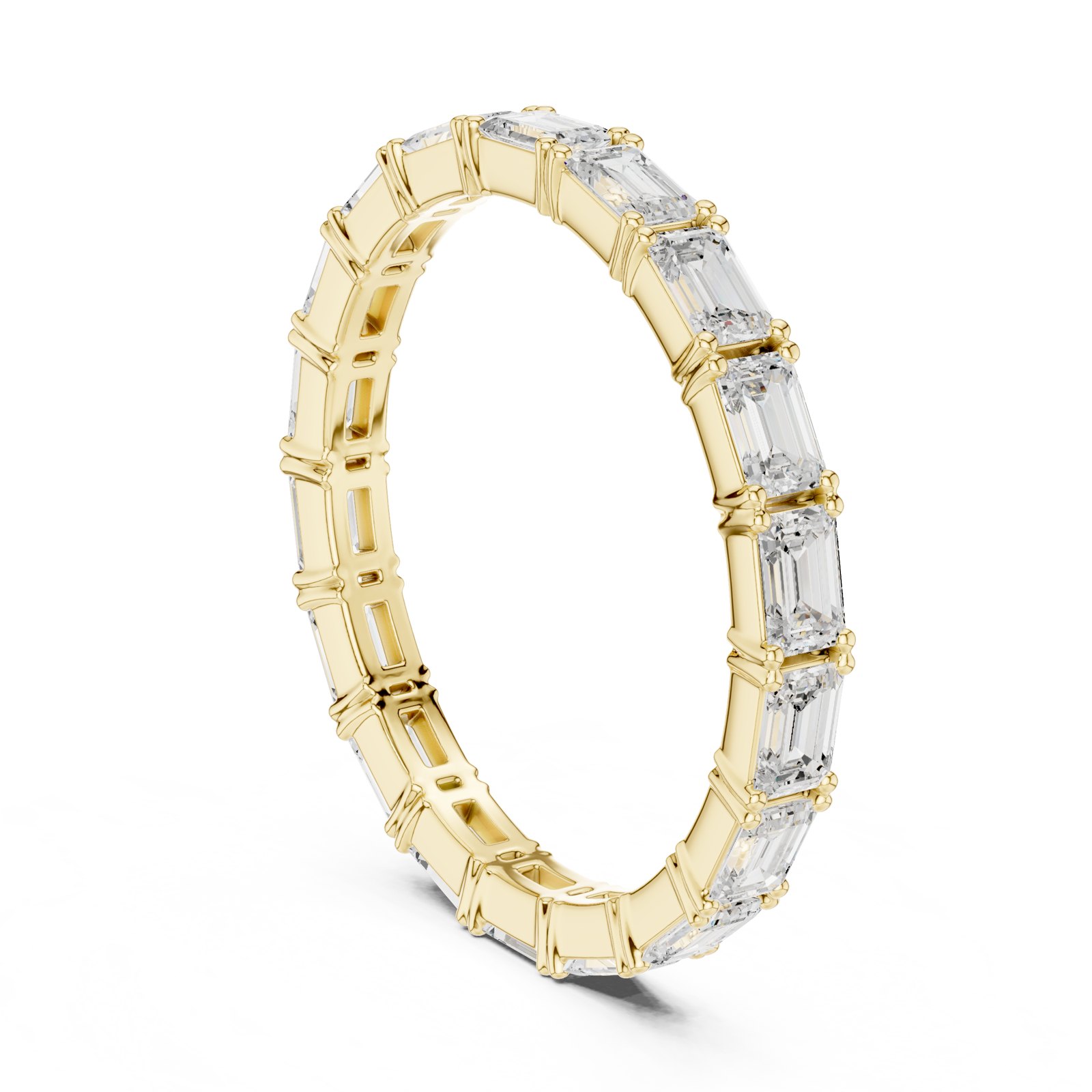 Aquila East-West Emerald Cut Eternity Band in yellow gold