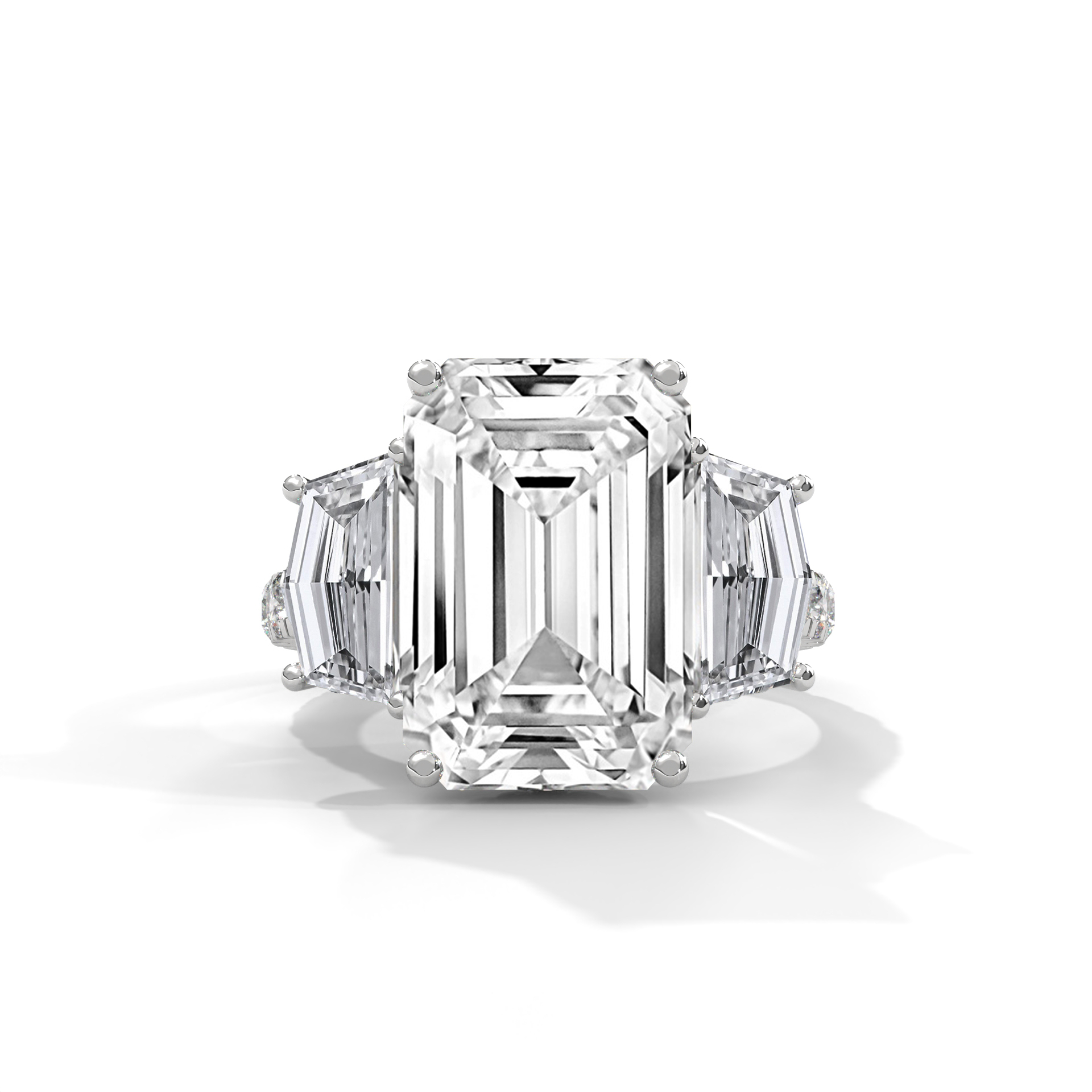 Emerald-Cut and Cadillac Three-Stone Ring