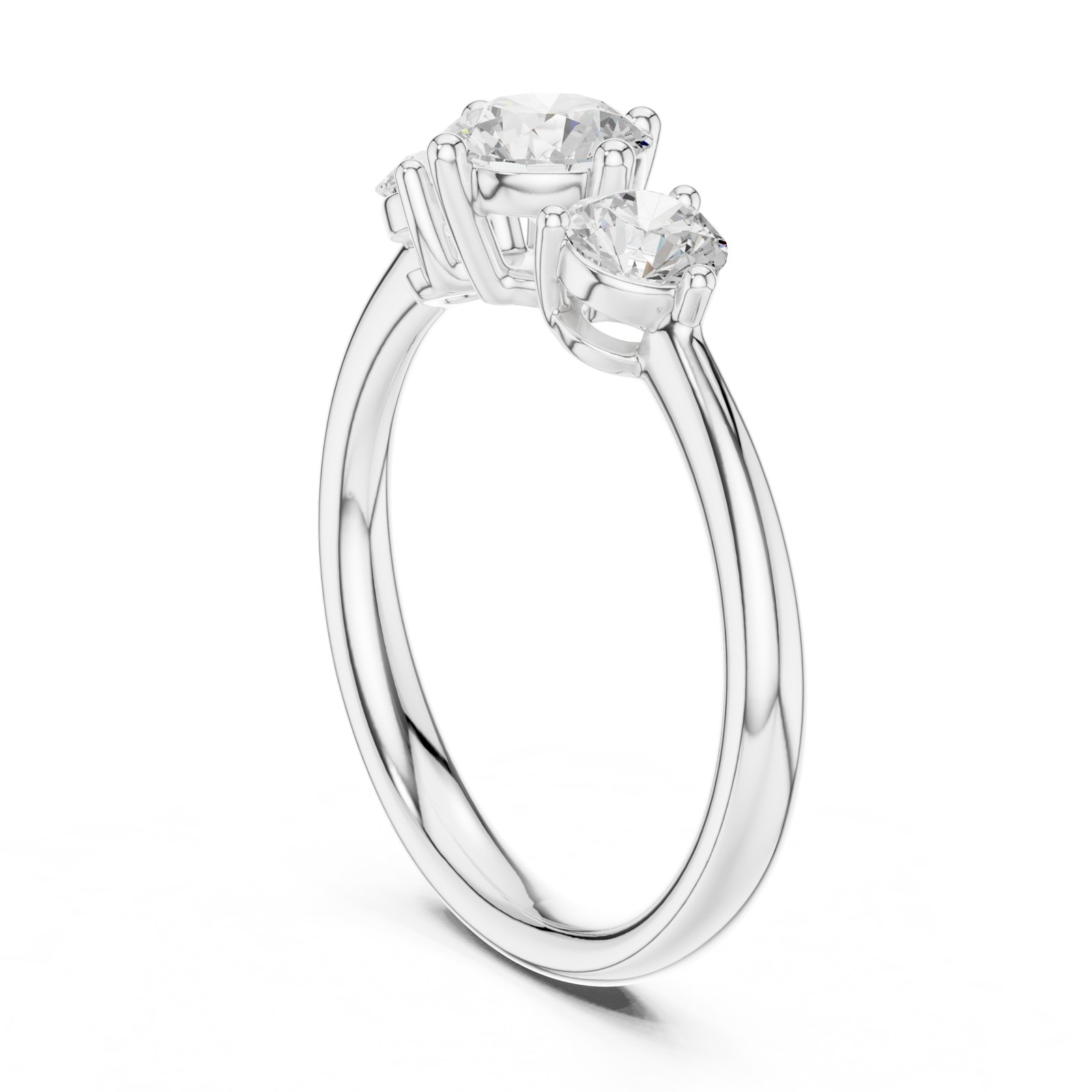 Herta Round Three Stone Bypass Engagement Ring in white gold