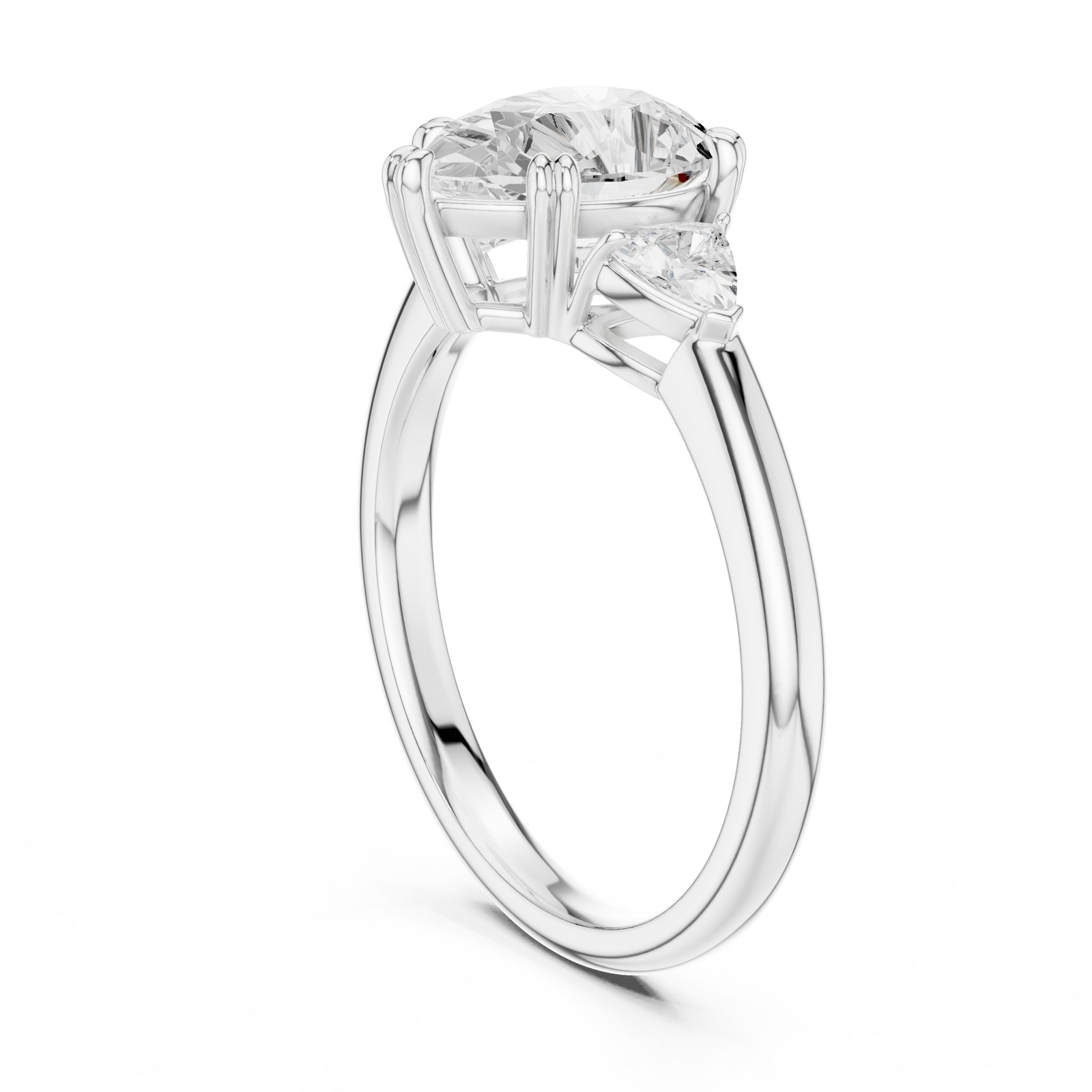 Rowan Pear Three Stone Engagement Ring in white gold