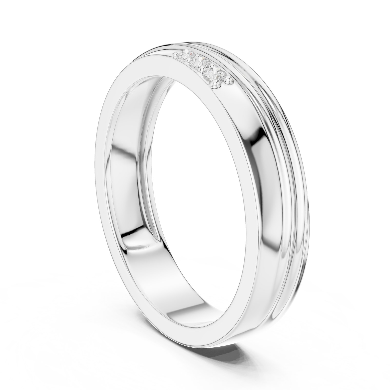 Cornelius Men's Stepped Edge Band with Graduated Diamonds in white gold