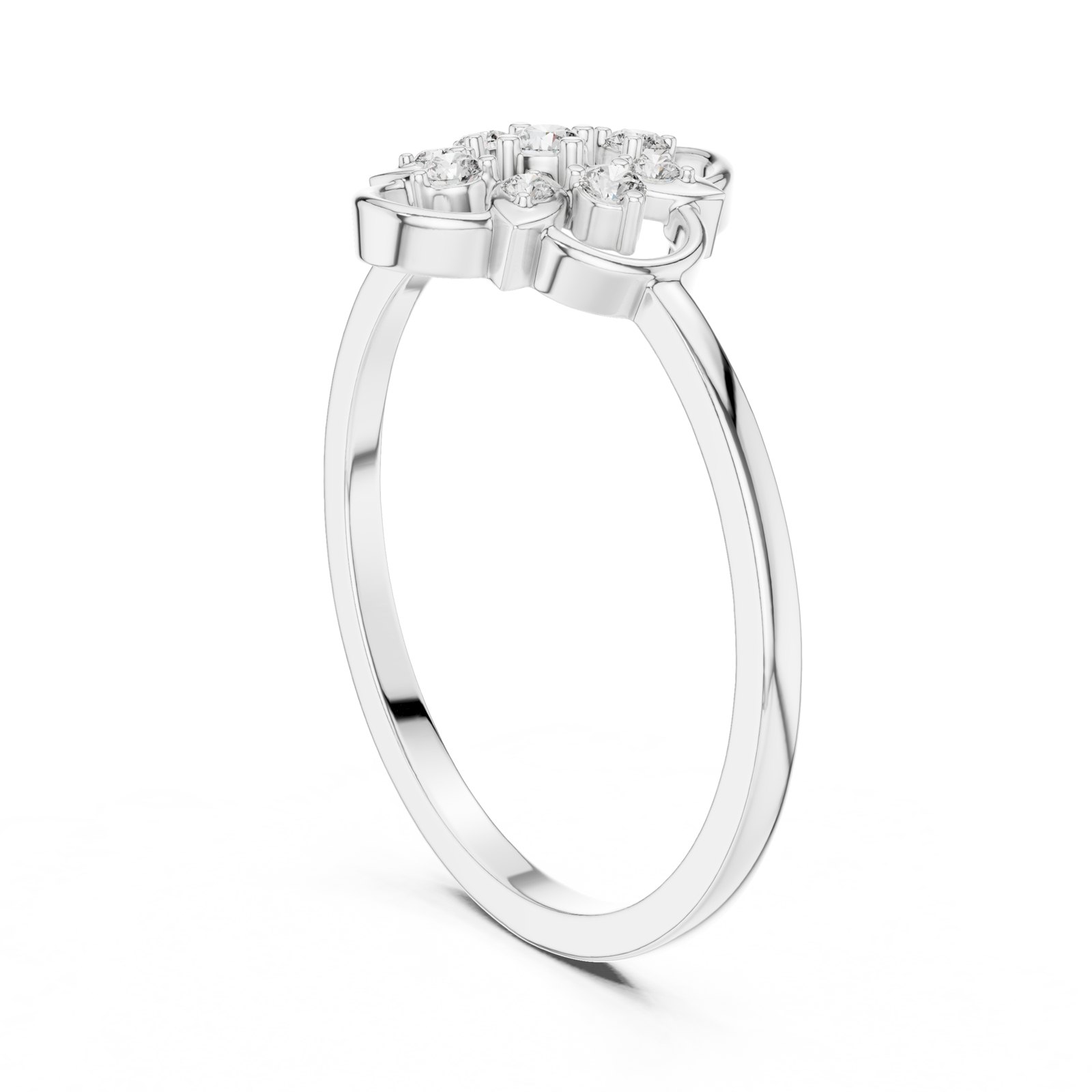 Berta Quatrefoil Floral Cluster Ring in white gold