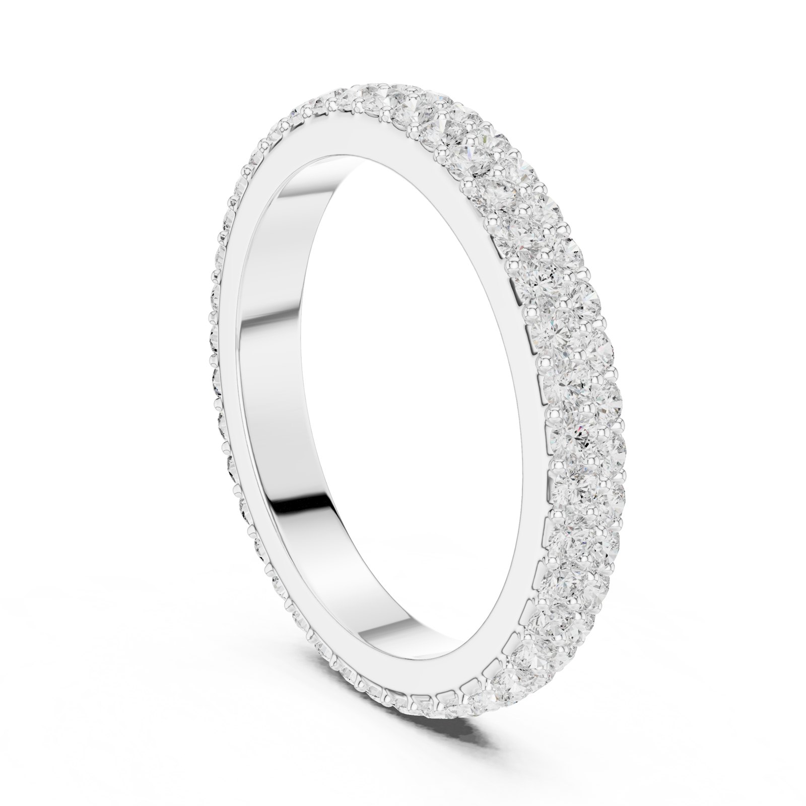 Iveta Domed Triple Row Pavé Eternity Band in white gold