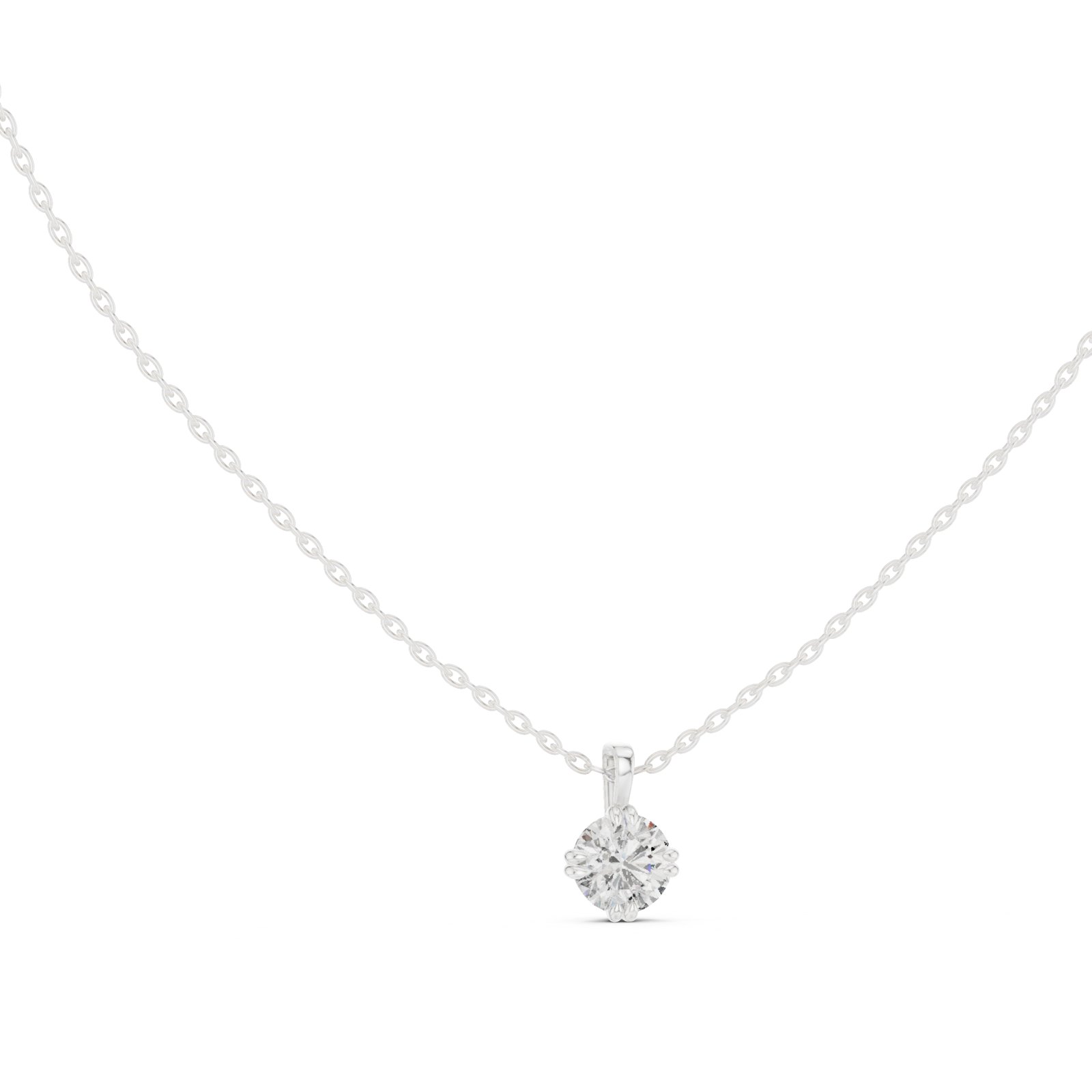 Azelia Classic Round Diamond Solitaire Pendant with Slim Bail in white gold
