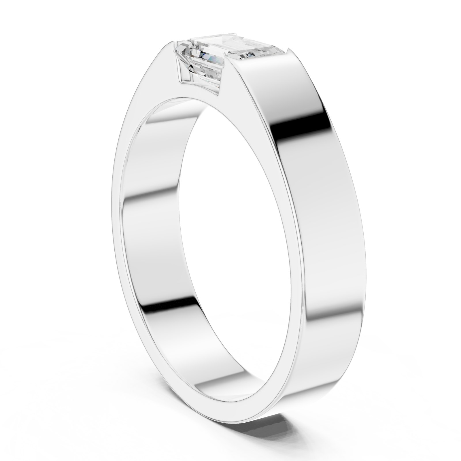 Emerson Men's East-West Emerald Cut Solitaire Ring in white gold