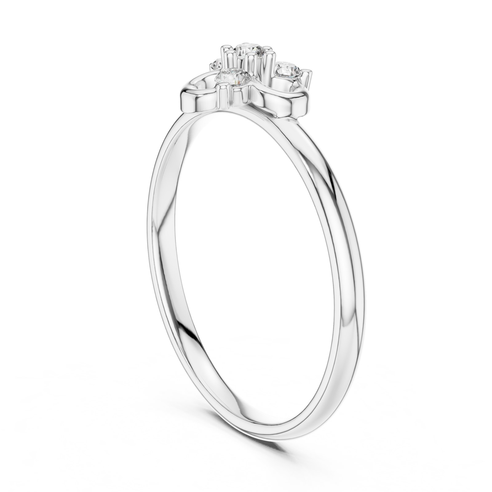 Myrtle Asymmetric Diamond Cluster Stacking Ring in white gold