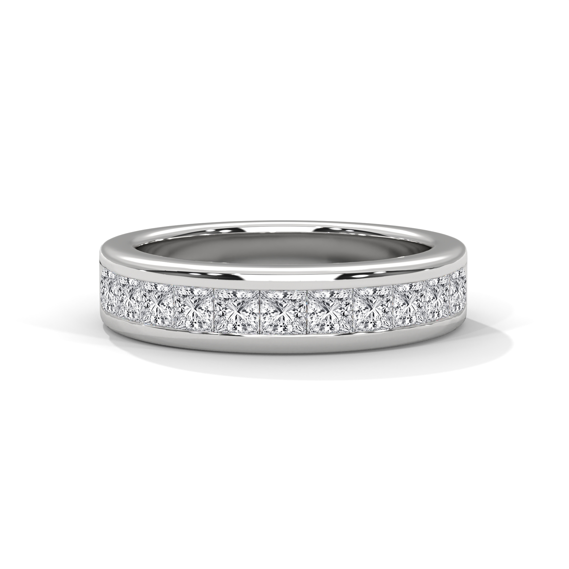 Princess-Cut Channel Diamond Half-Eternity Band