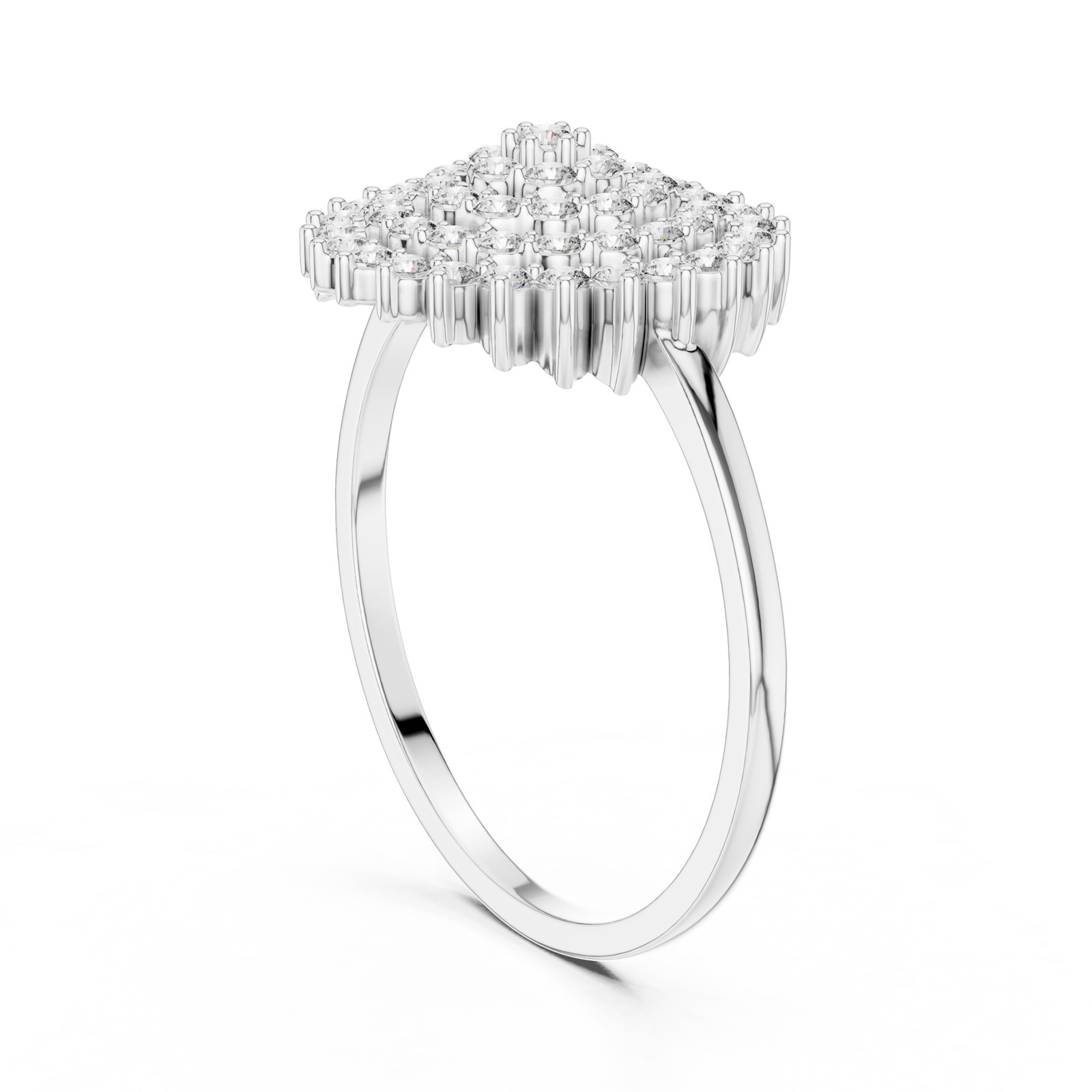 Alexia Grand Pave Cluster Ring with Tiered Diamond Rows in white gold
