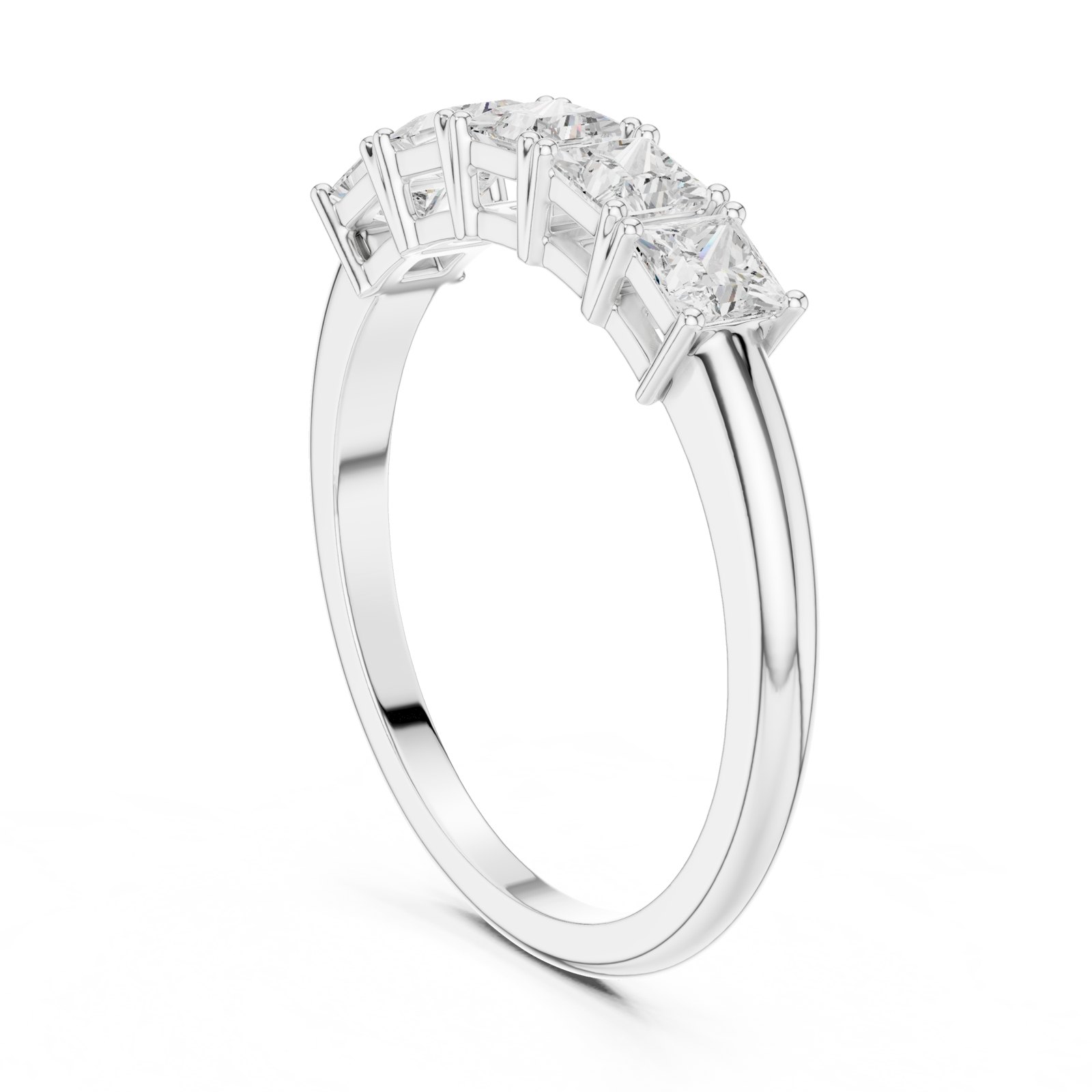 Jutta Five Stone Princess Cut Half Eternity Band in white gold