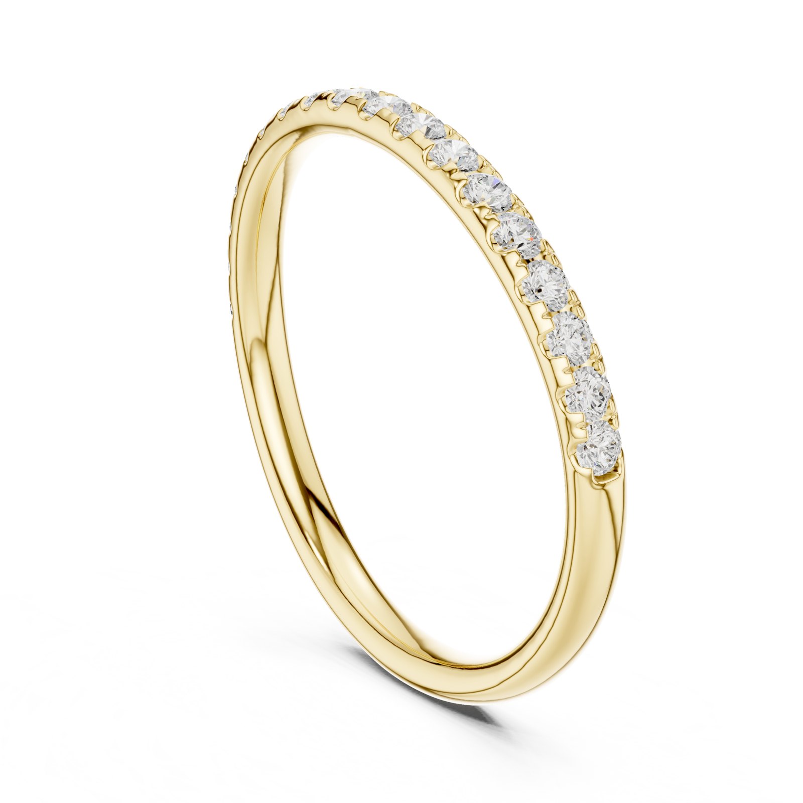 Isla Gently Curved Pavé Wedding Band in yellow gold