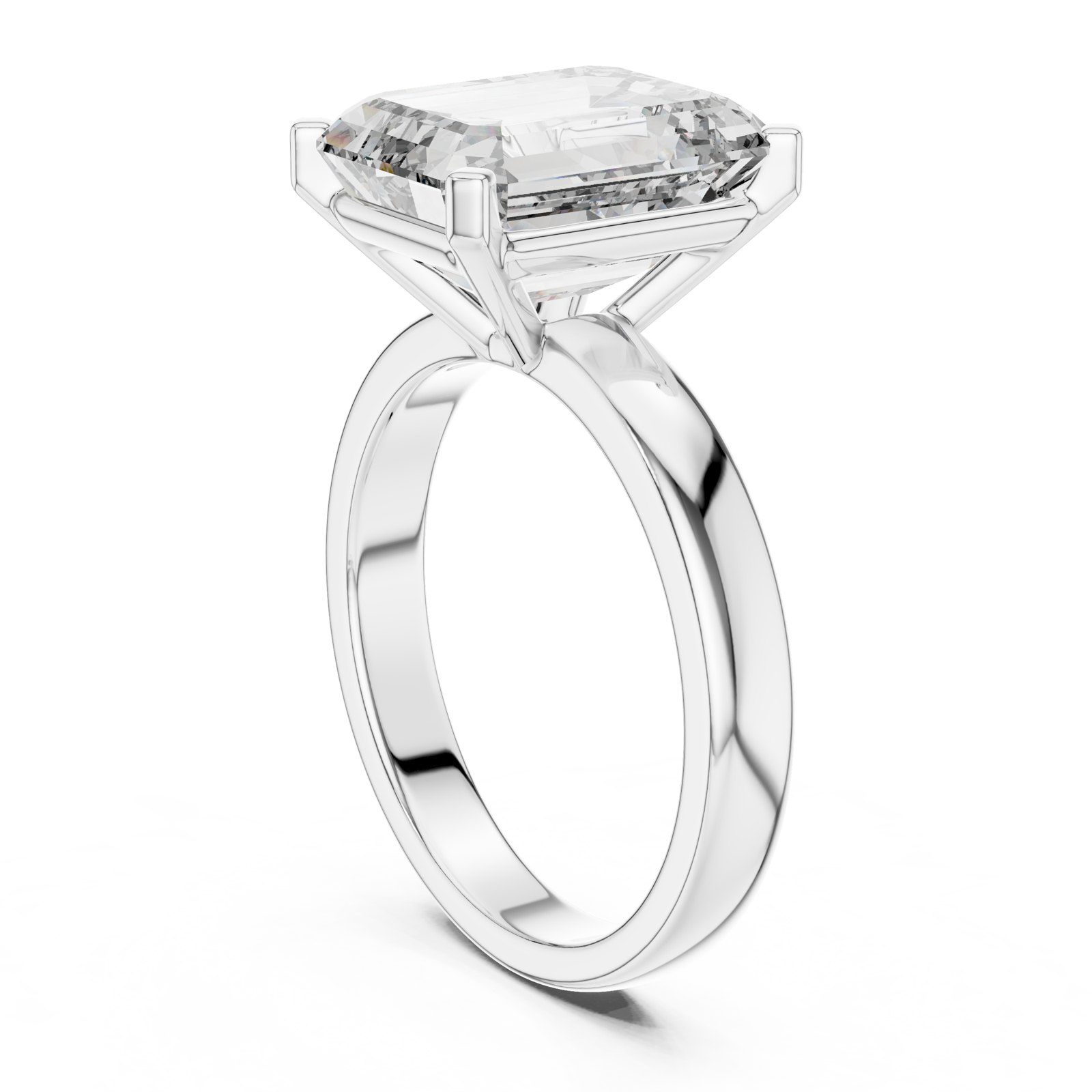 Alora Emerald Cut Solitaire Engagement Ring in white gold