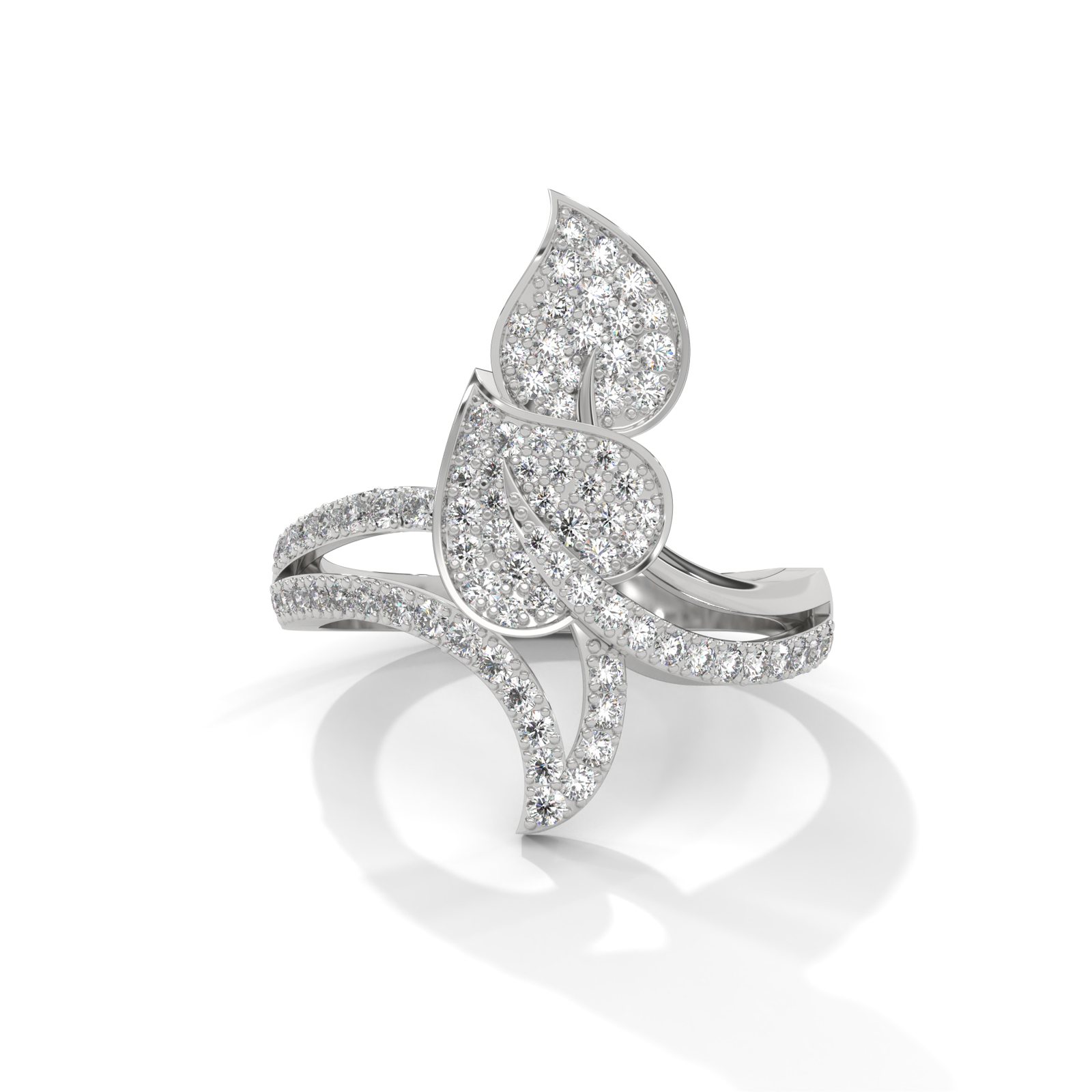 Pavé Diamond Leaf Bypass Ring