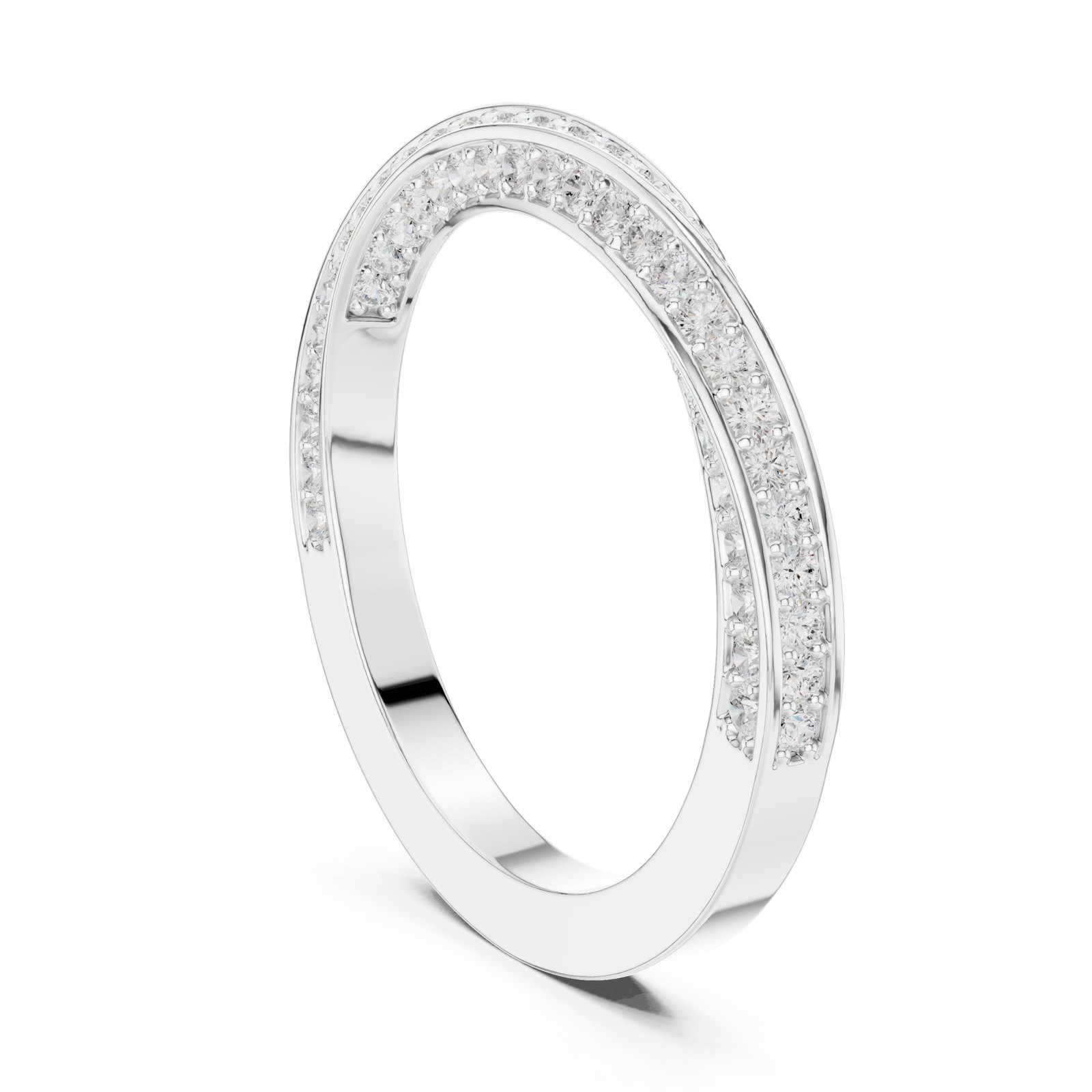 Willow Knife-Edge Pavé Wedding Band in white gold