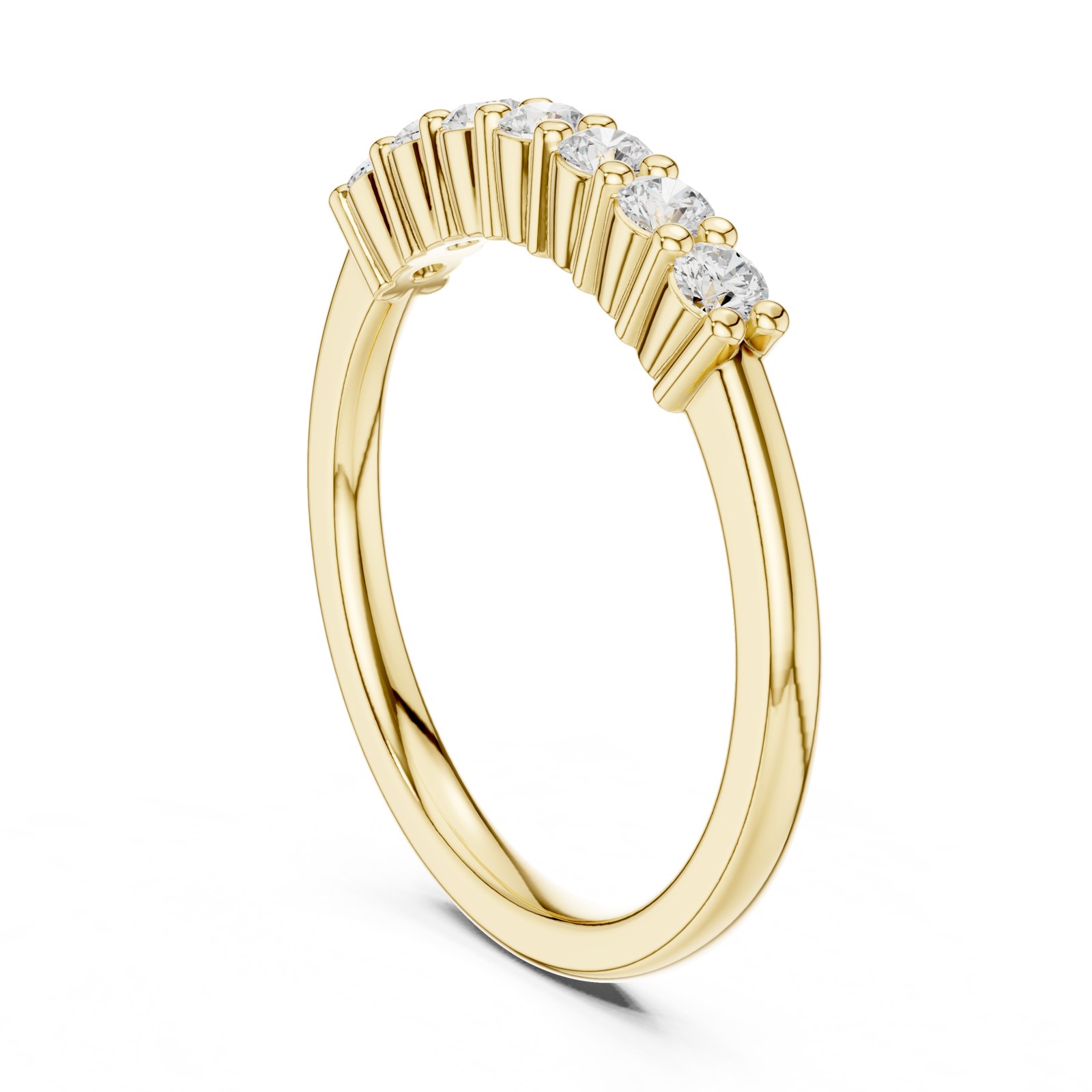 Anselma Slim Curved Diamond Wedding Band in yellow gold