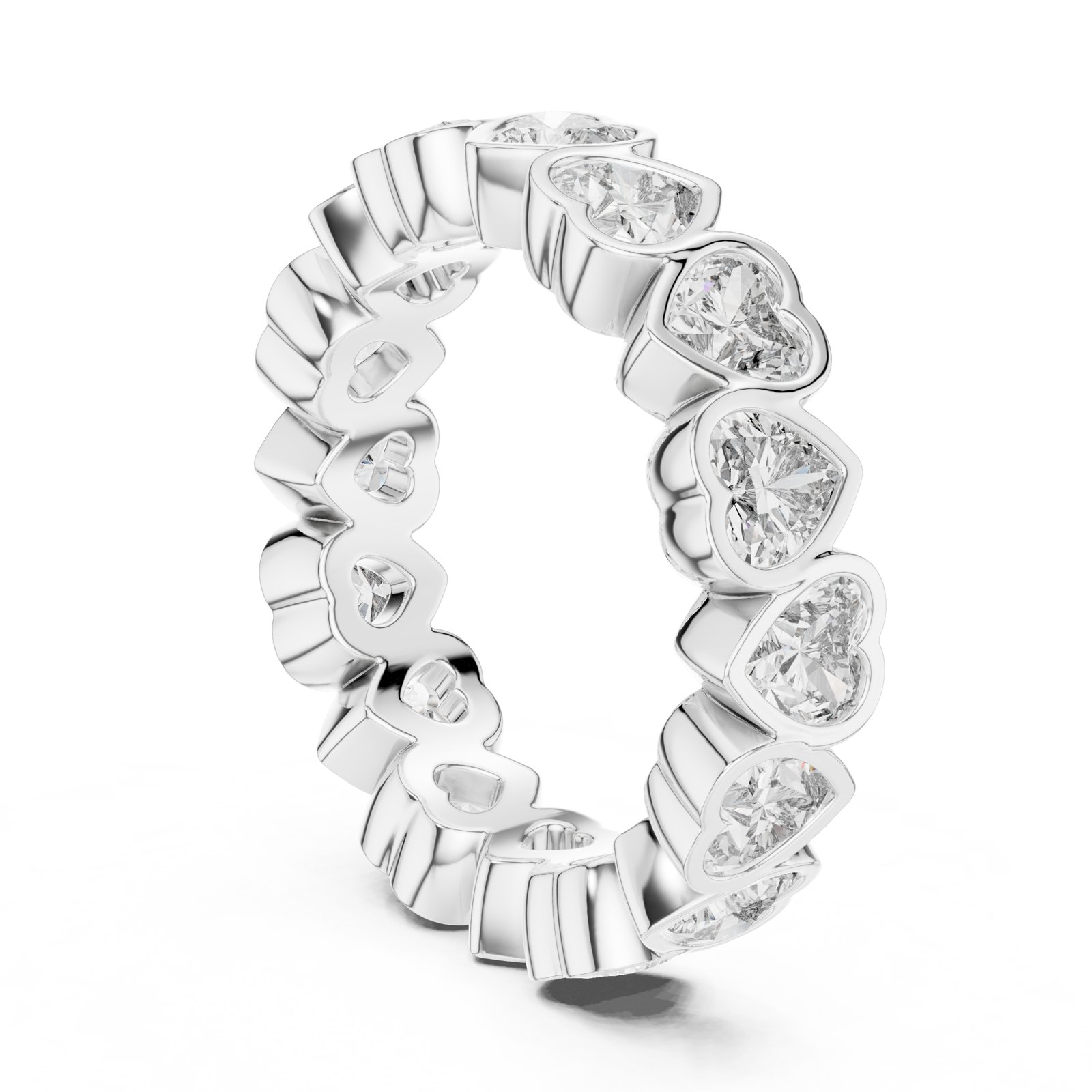 Ileana Heart Shape Bezel Eternity Band in white gold