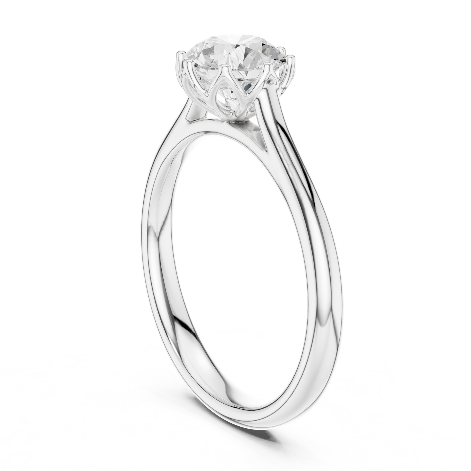Katja Round Solitaire Engagement Ring with Crown Basket in white gold