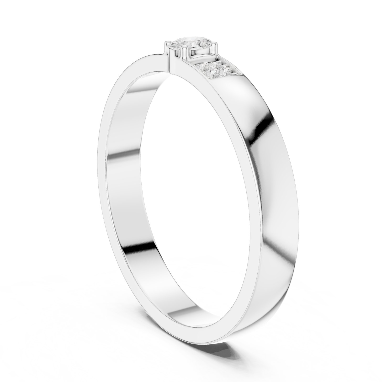 Yvonne Oval Solitaire Wedding Band with Pavé Accents in white gold