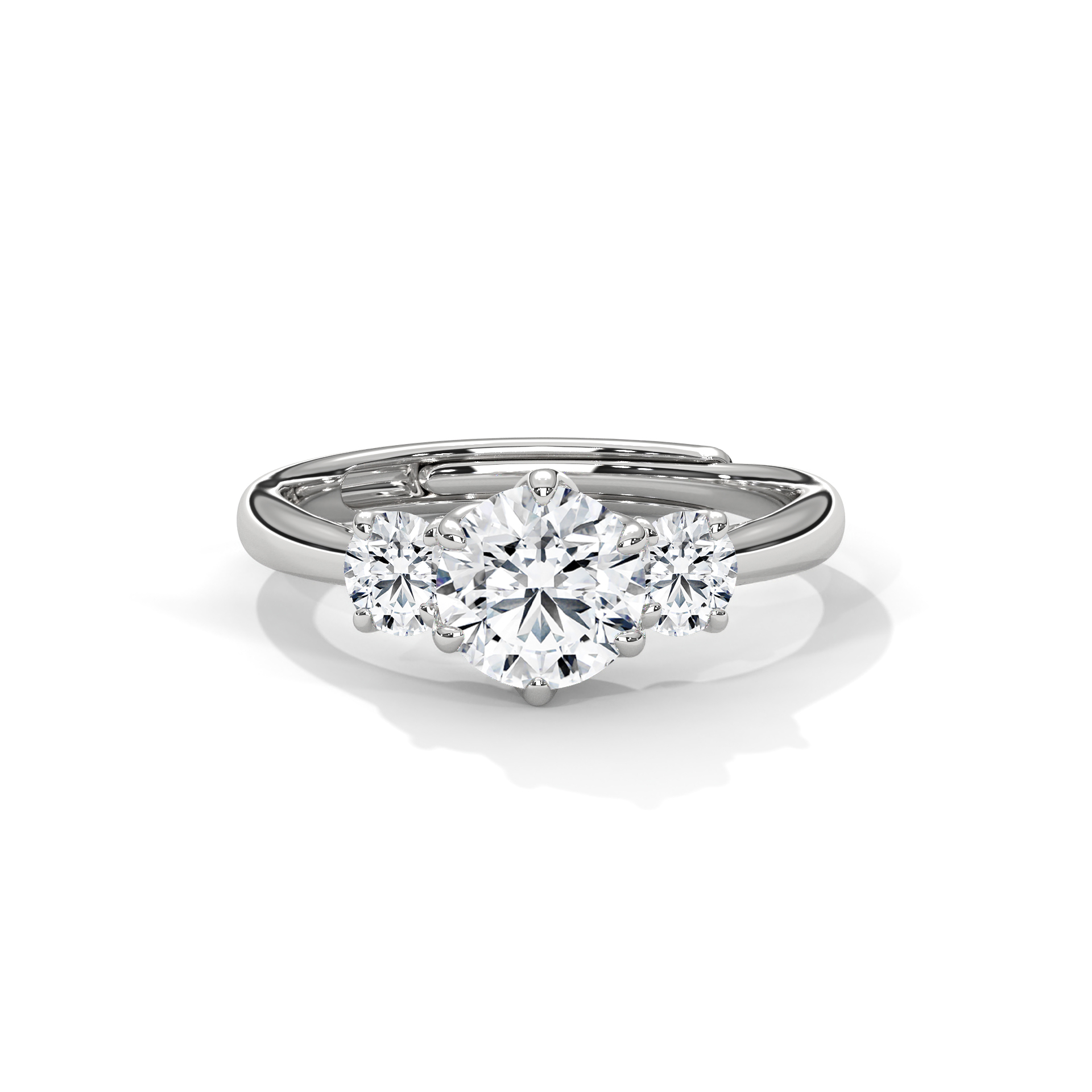 Lotus Three-Stone Diamond Ring