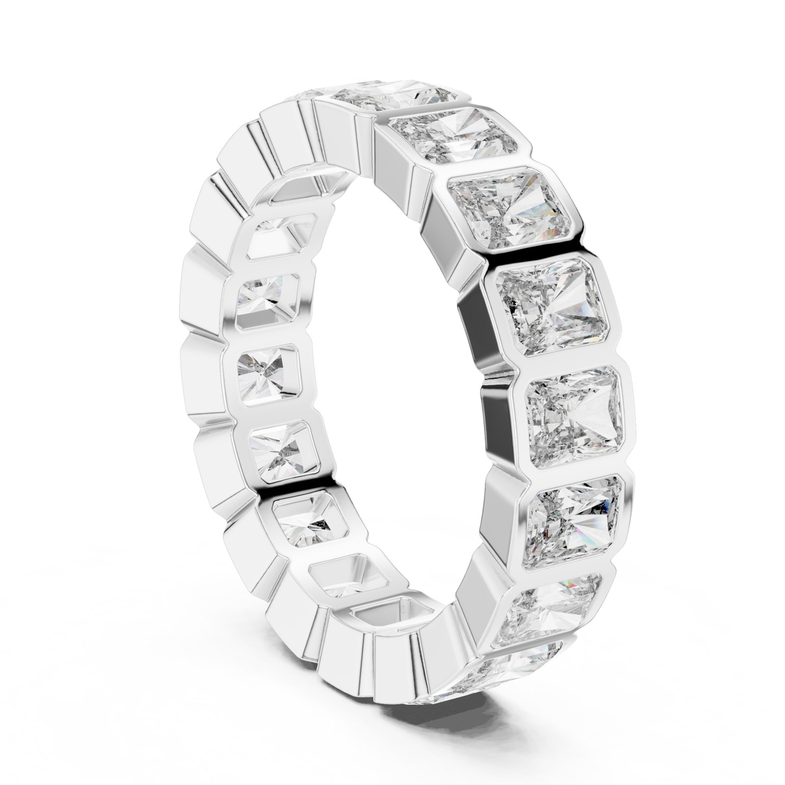 Stella Radiant Cut Bezel Eternity Band in white gold