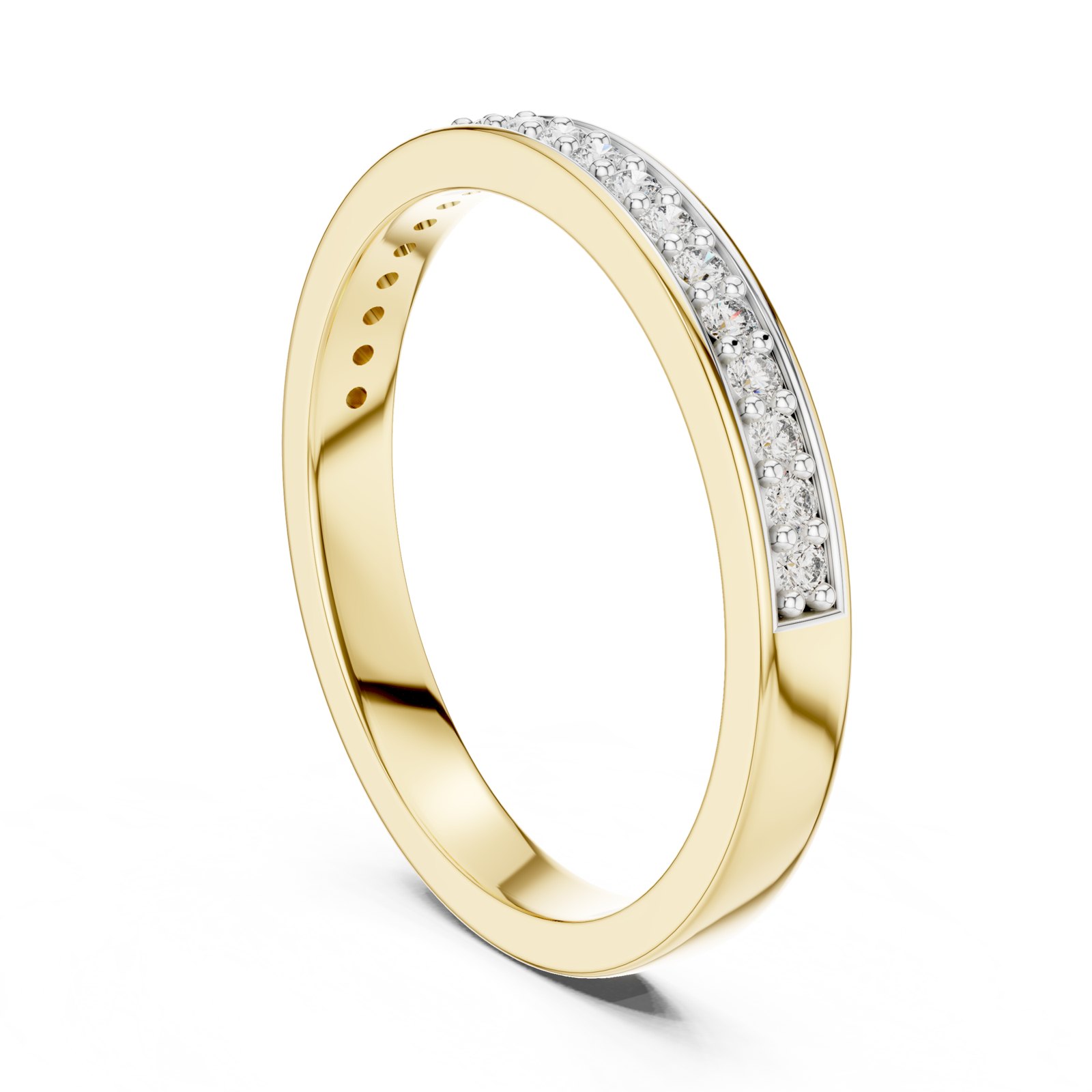 Alira Flat Pavé Half Eternity Band in yellow gold