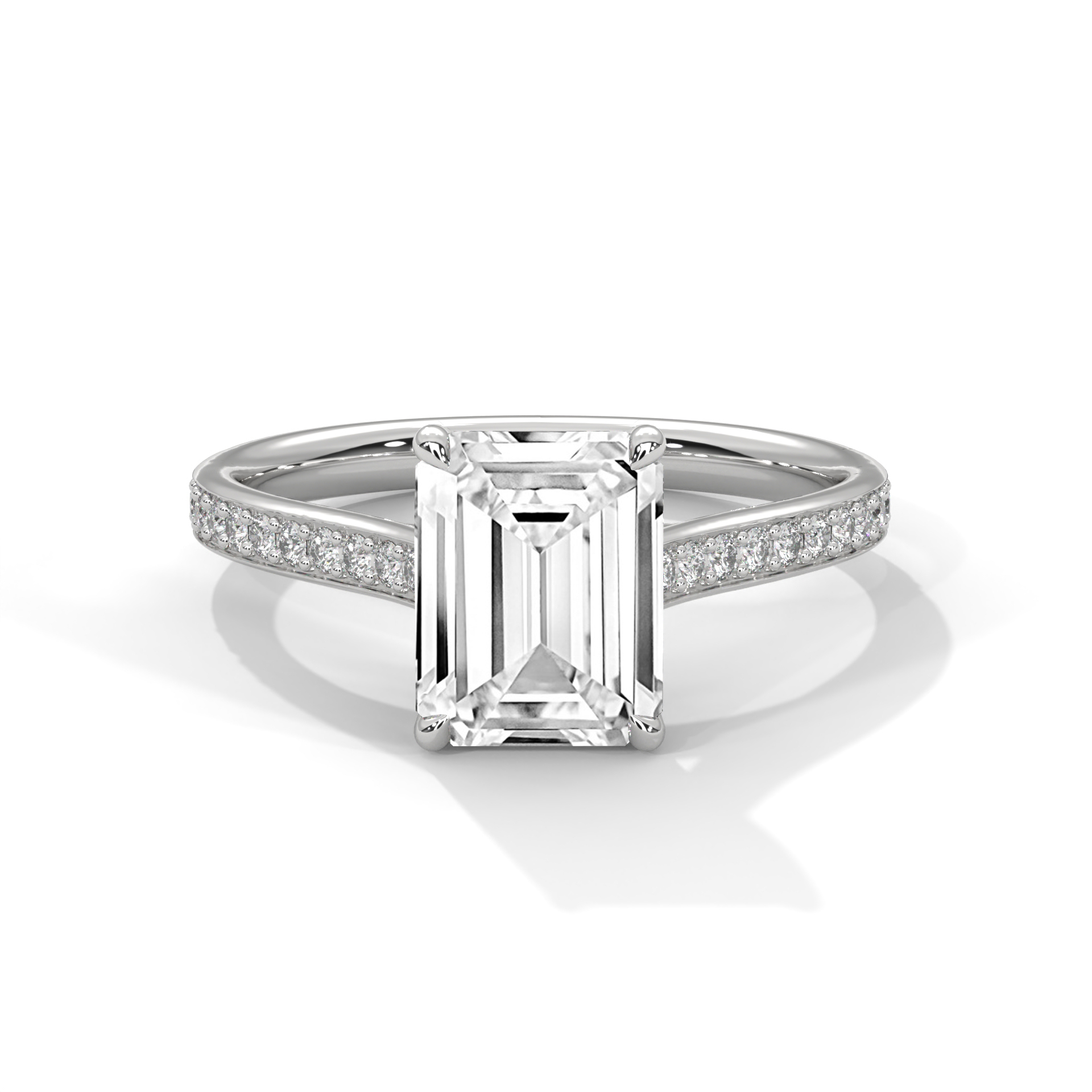 Emerald-Cut Pavé Engagement Ring