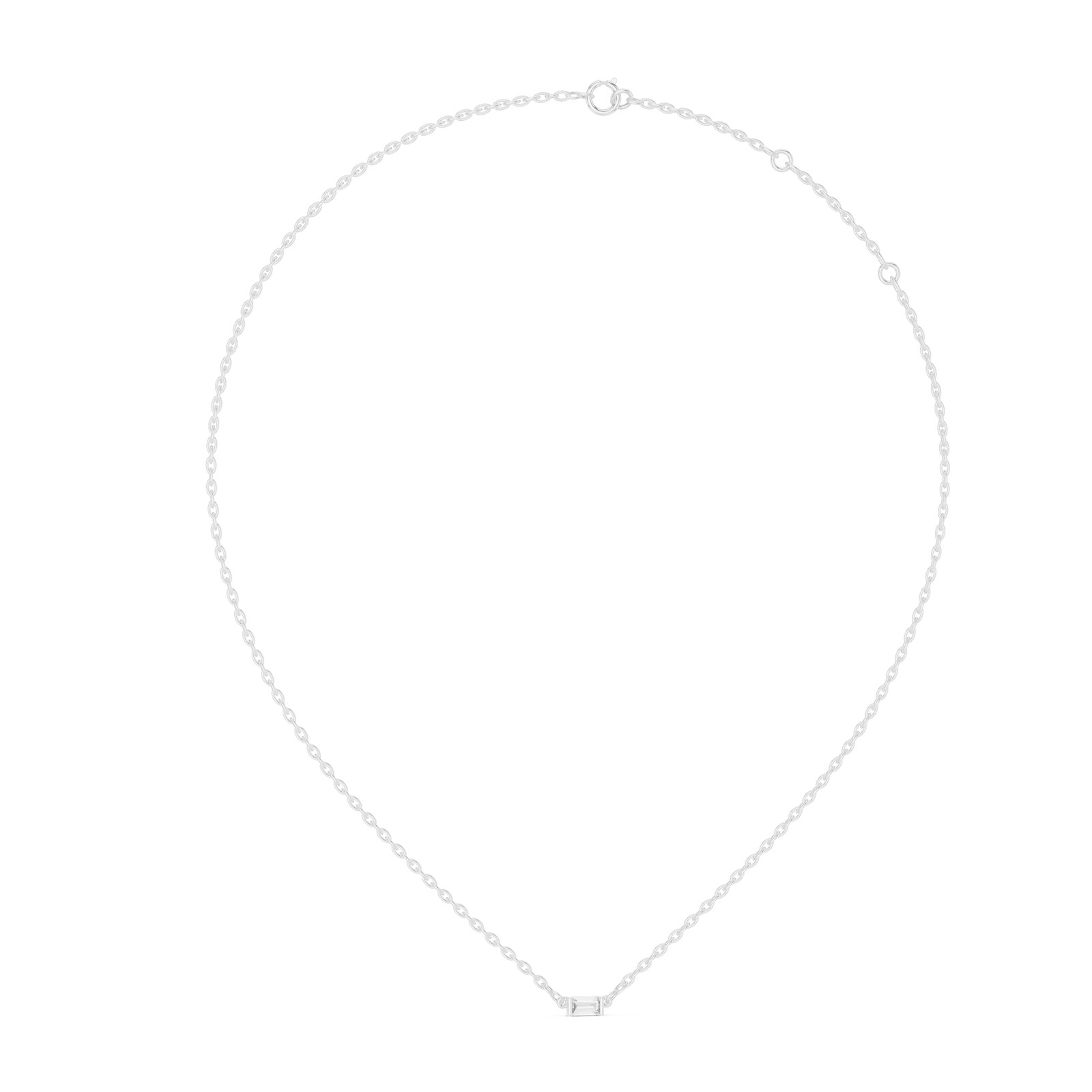 Averie East West Baguette Diamond Solitaire Pendant in white gold