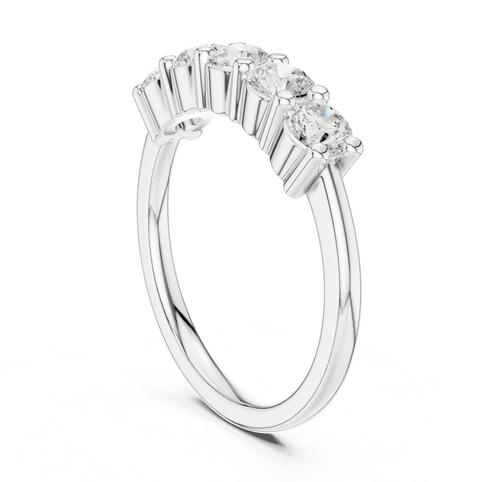 Amoret Curved Diamond Wedding Band in white gold