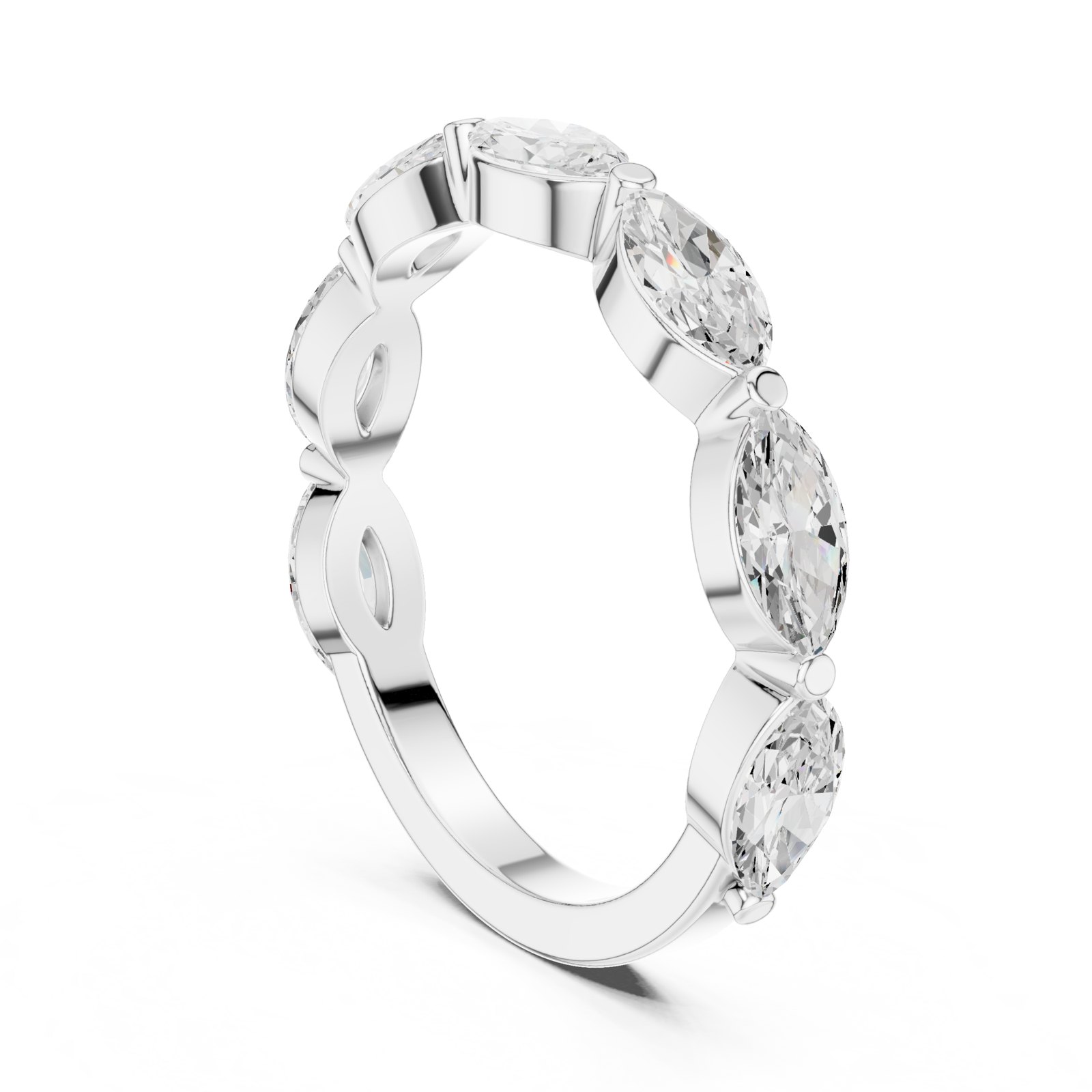 Winona Marquise Half Eternity Band in white gold