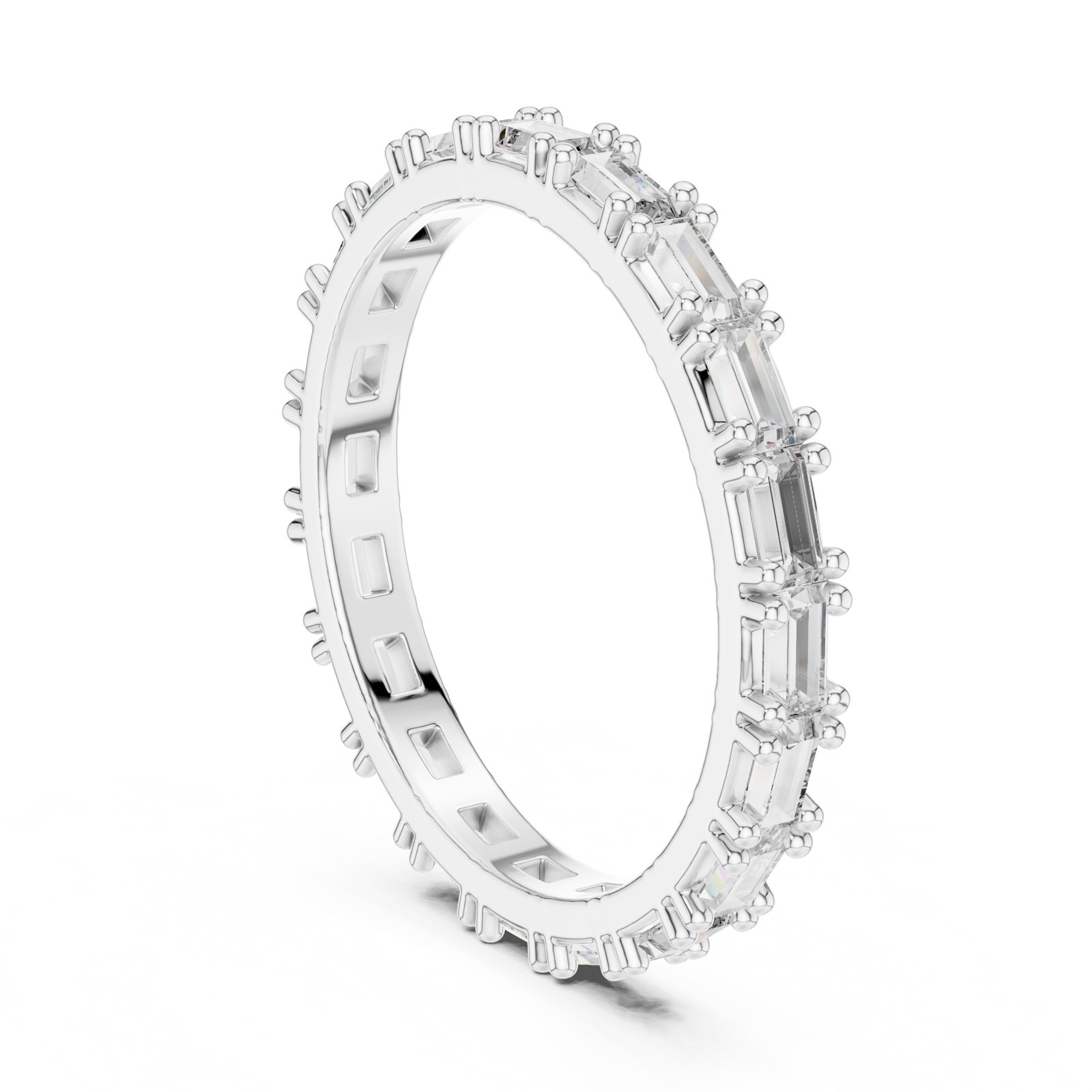 Isidora East West Baguette Eternity Band in white gold