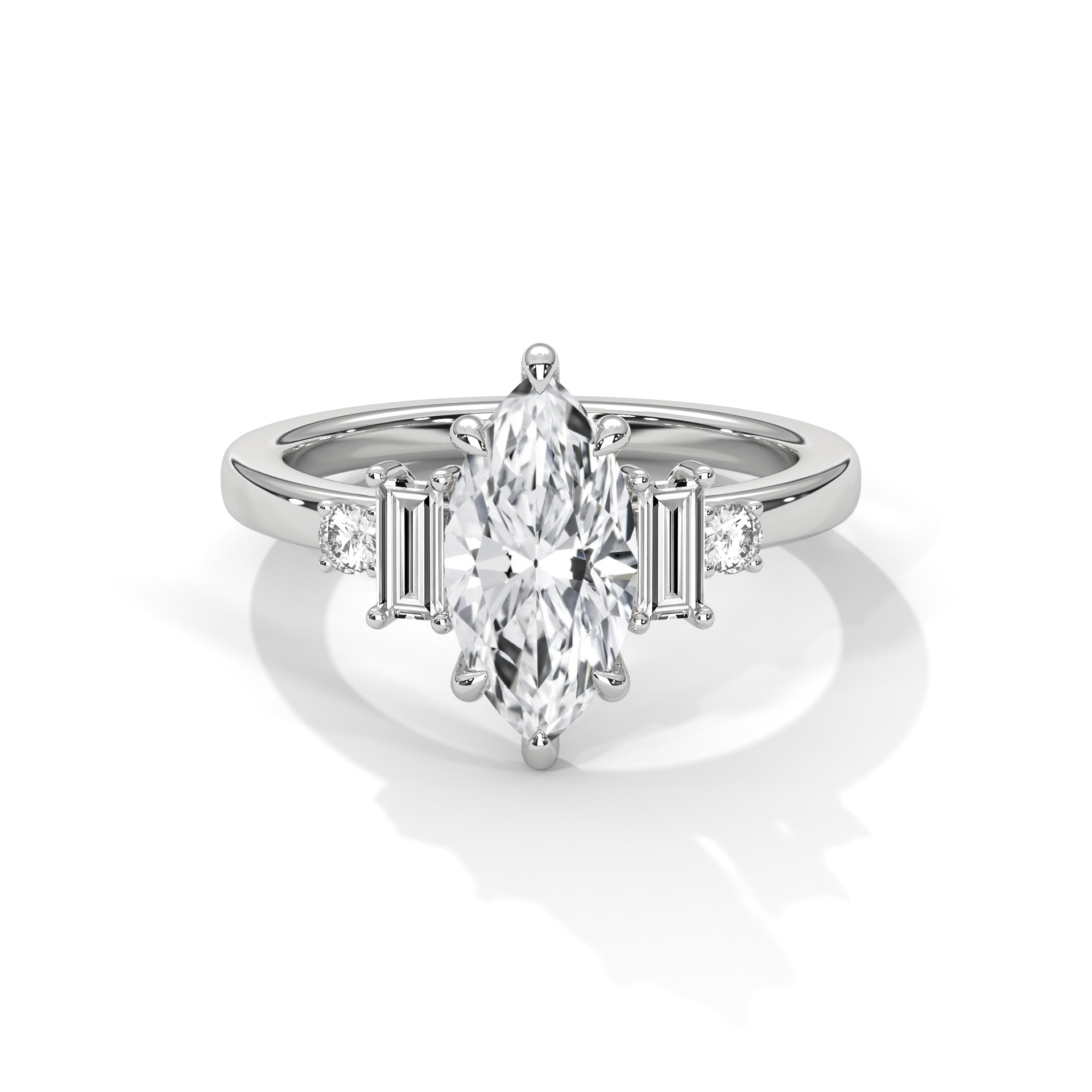 Marquise and Baguette Starburst Diamond Ring