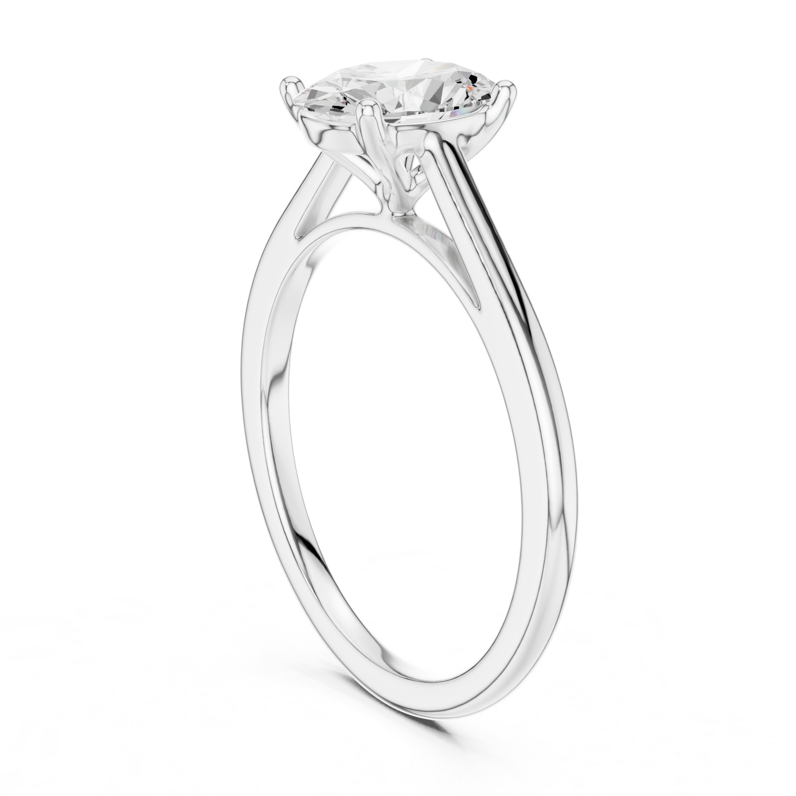 Ivette Oval Cathedral Solitaire Engagement Ring in white gold