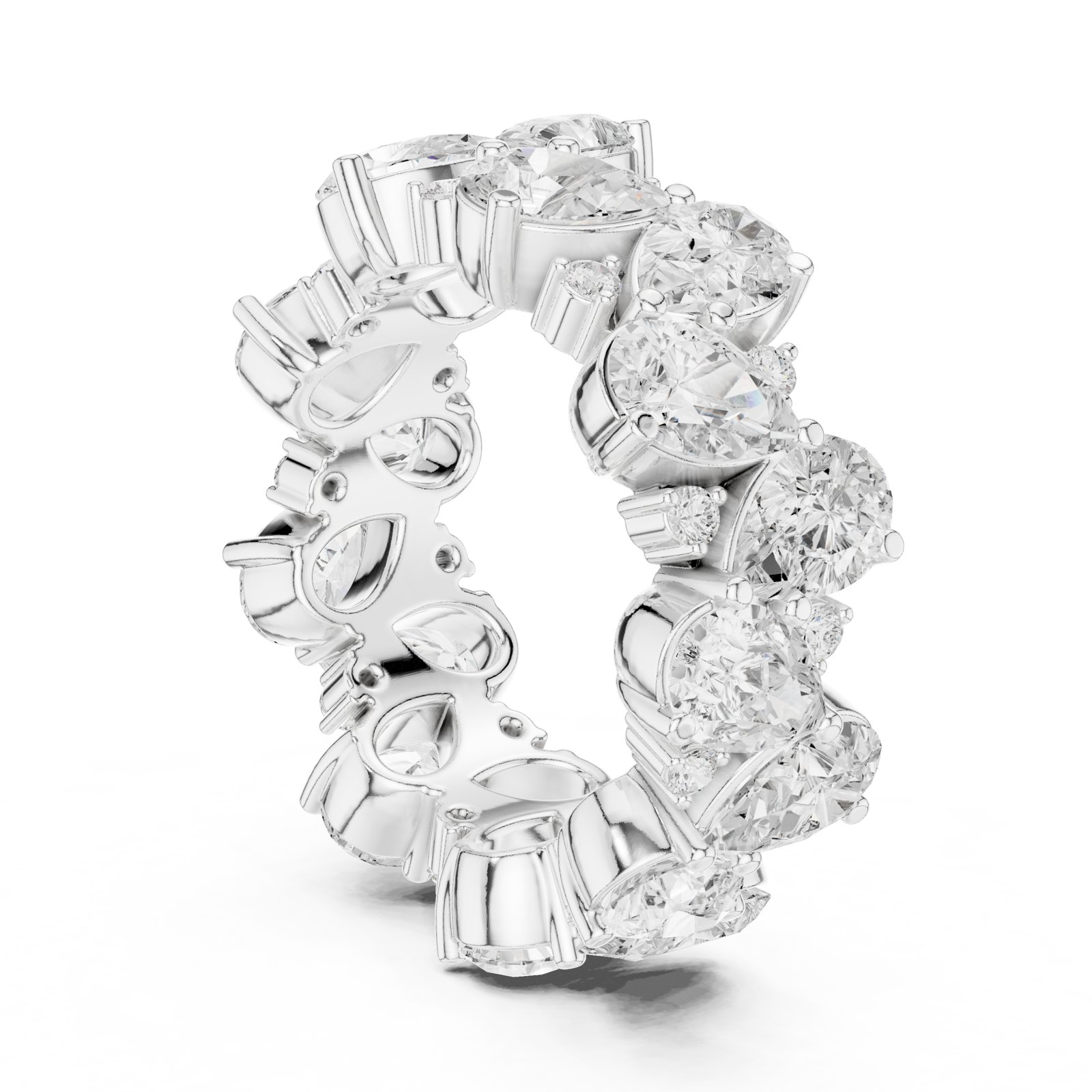 Violet Pear Cut Eternity Band with Round Accents in white gold