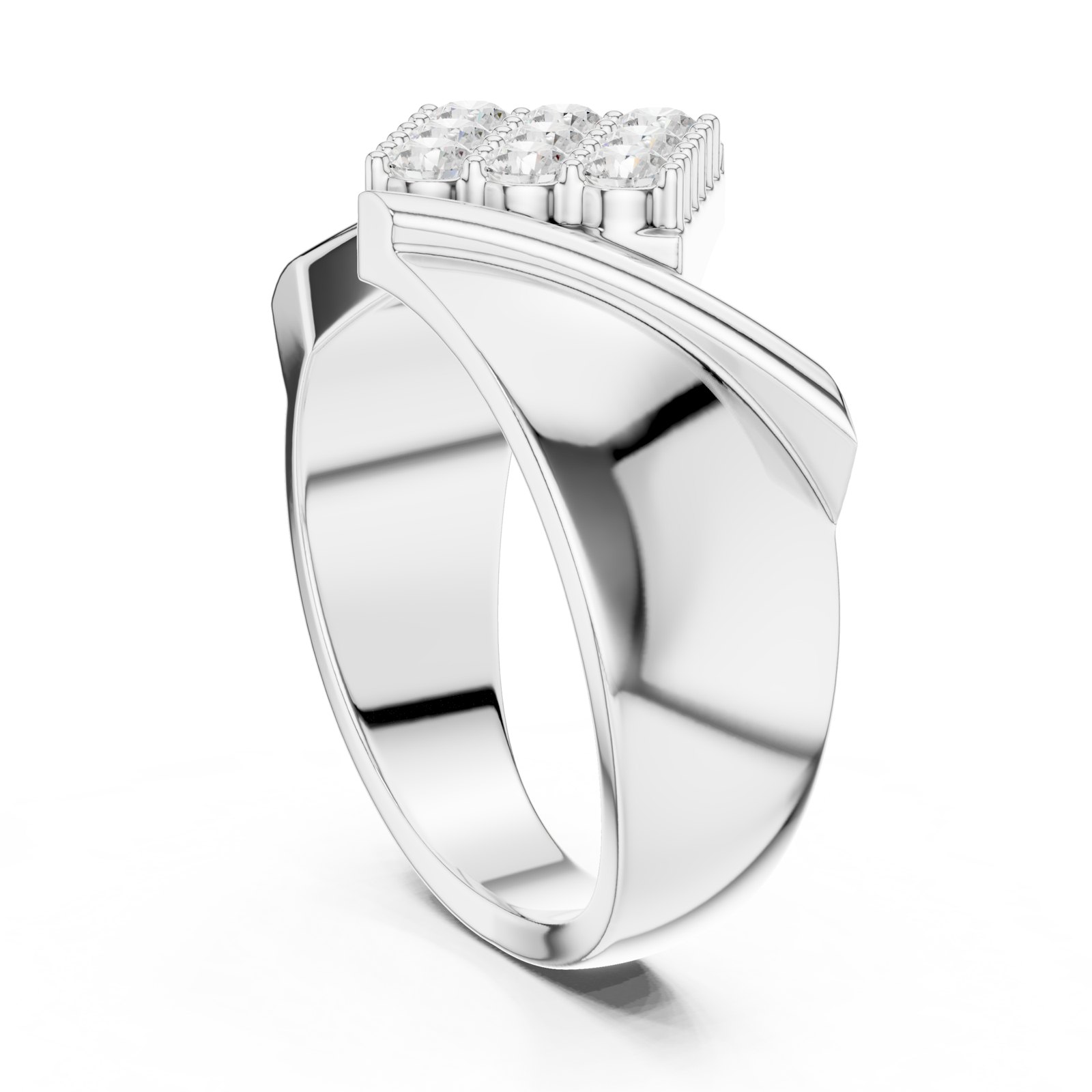 Otto Men's Bypass Cluster Signet Ring in white gold