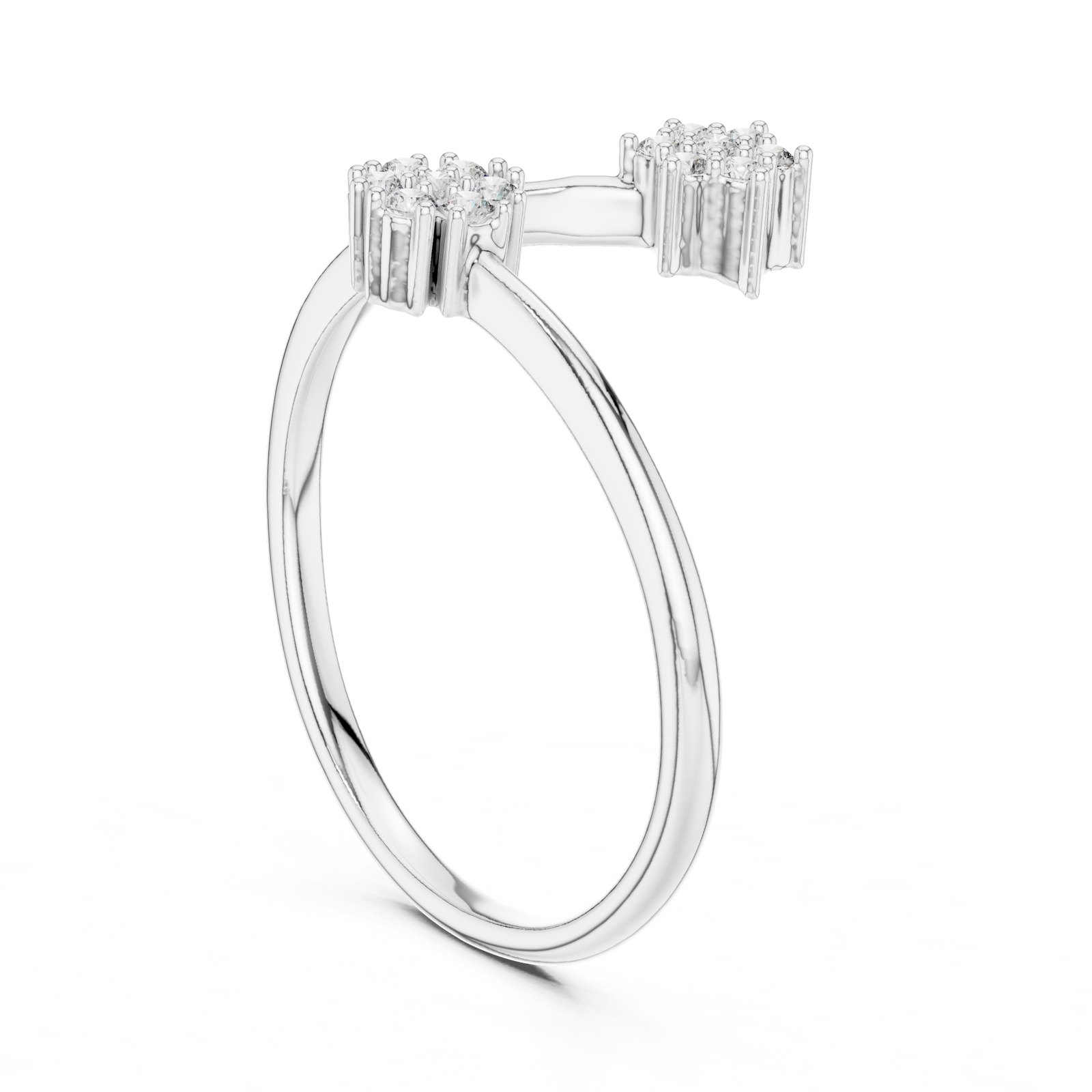 Kyla Open Bypass Twin Cluster Ring in white gold