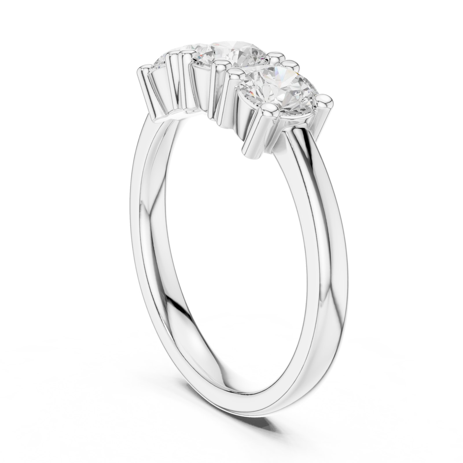 Helmi Round Trilogy Three Stone Engagement Ring in white gold