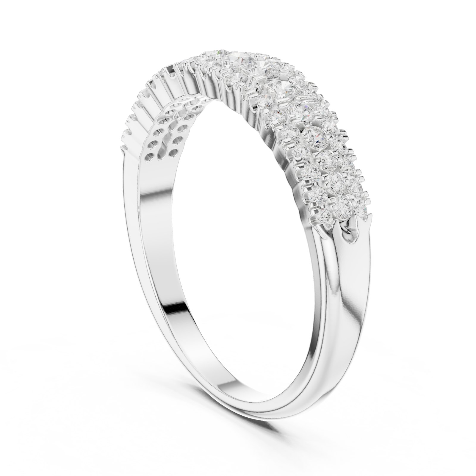 Kaisa Graduated Triple Row Pavé Half Eternity Band in white gold