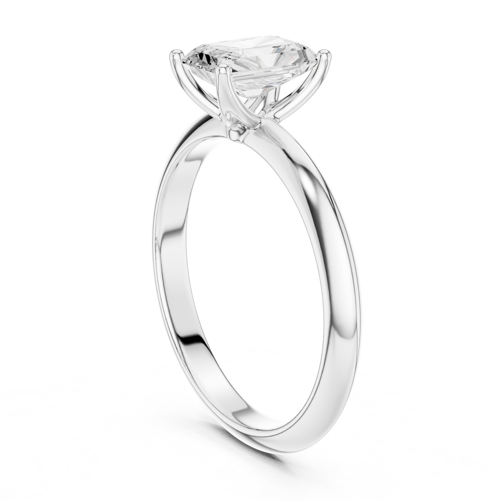 Regine Radiant Cut Knife Edge Solitaire Engagement Ring in white gold