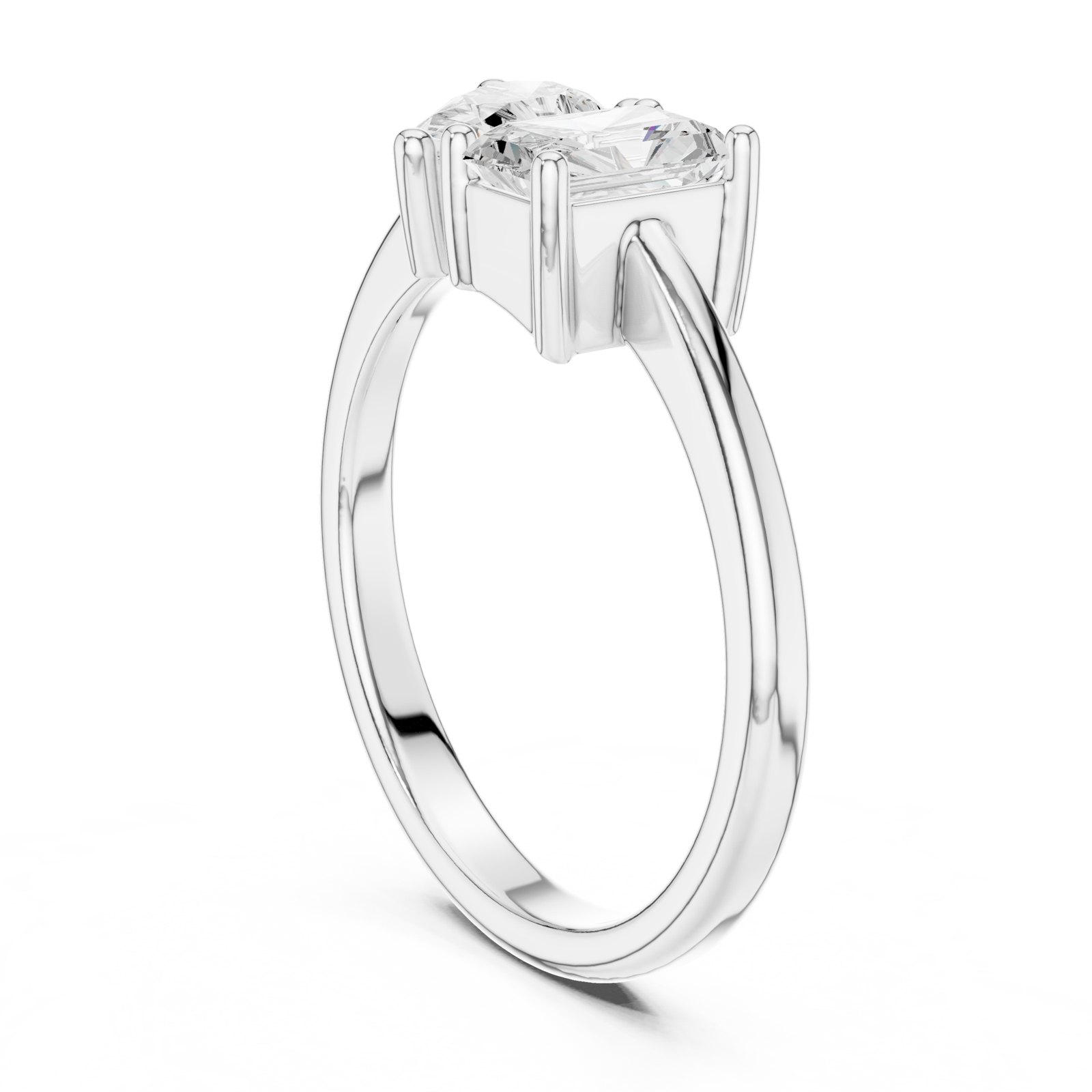 Prisca Radiant and Pear Toi Et Moi Engagement Ring in white gold