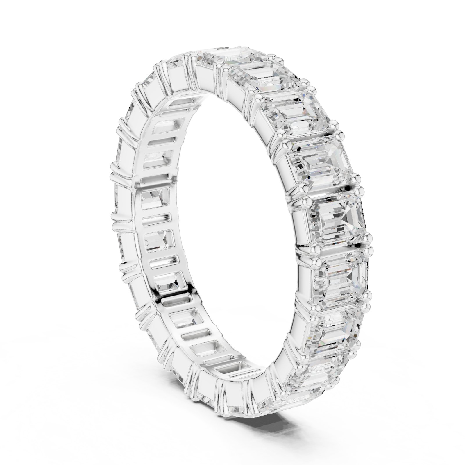 Alenka Wide Emerald Cut Full Eternity Band in white gold